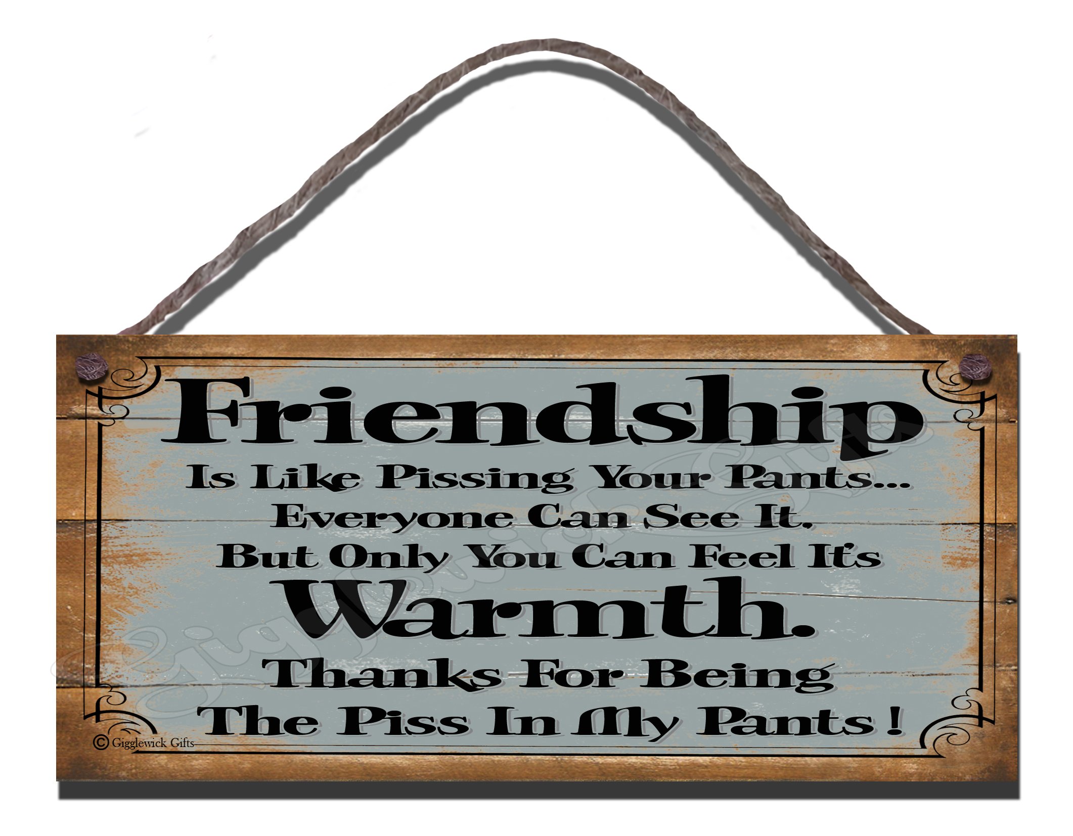 Shabby Chic Wooden Funny Sign Wall Plaque Friendship Is Like Pissing Your Pants