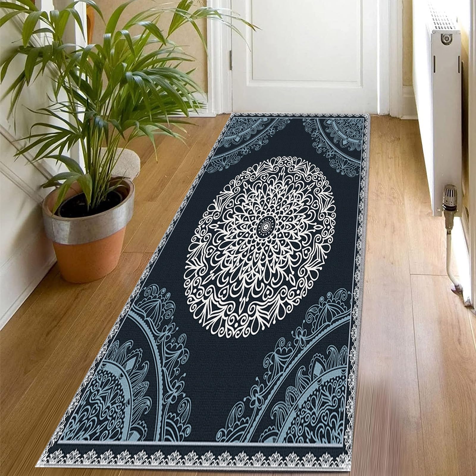 Alfombra de pasillo suave de 60 x 220 cm lavable con fondo de goma para dormitorio y cocina