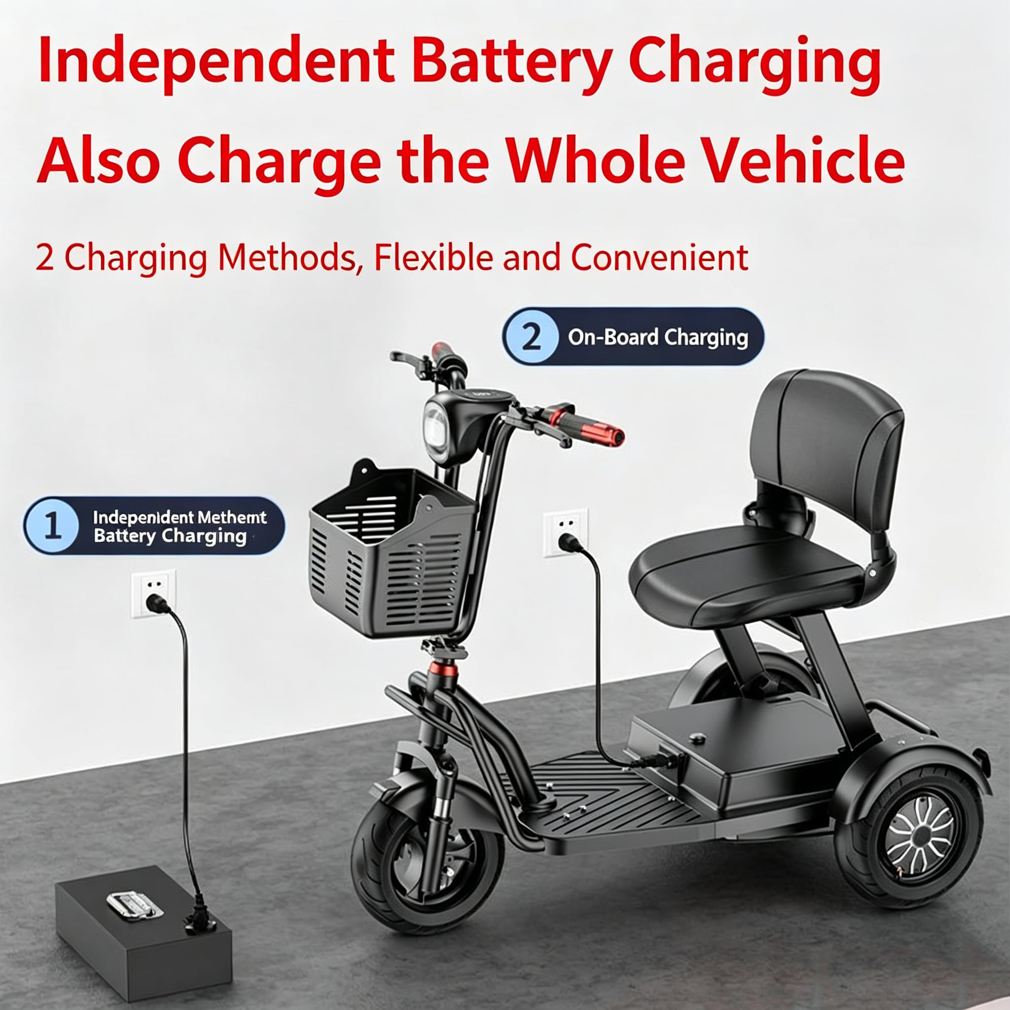 Scooter de movilidad de 3 ruedas-Scooter Electrico Discapacitados Plegable