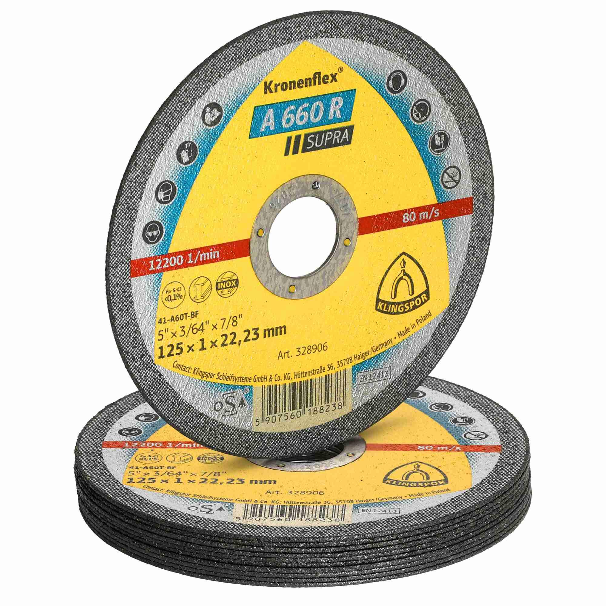 A 660 R - Discos de corte rectos (25 unidades, 125 x 1 x 22,23 mm)