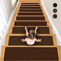 Vista 9 de Peldaños Antideslizantes para Escaleras, 7.8" X 30" (Paquete de 15) Alfombra para Escaleras Interior Exterior, Alfombrillas Antideslizantes Negras