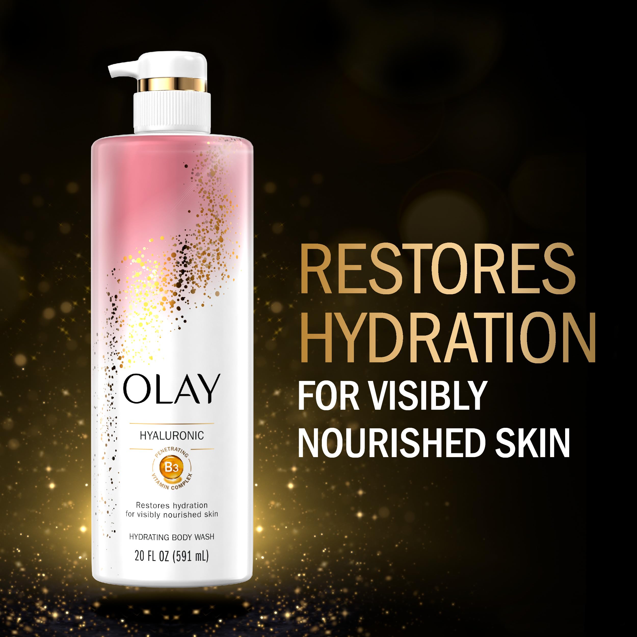 Olay Body Wash for Women Intensely Hydrating, Hyaluronic Acid Serum Complex, Renews Moisture, Free of Parabens & Phthalates - Image 3