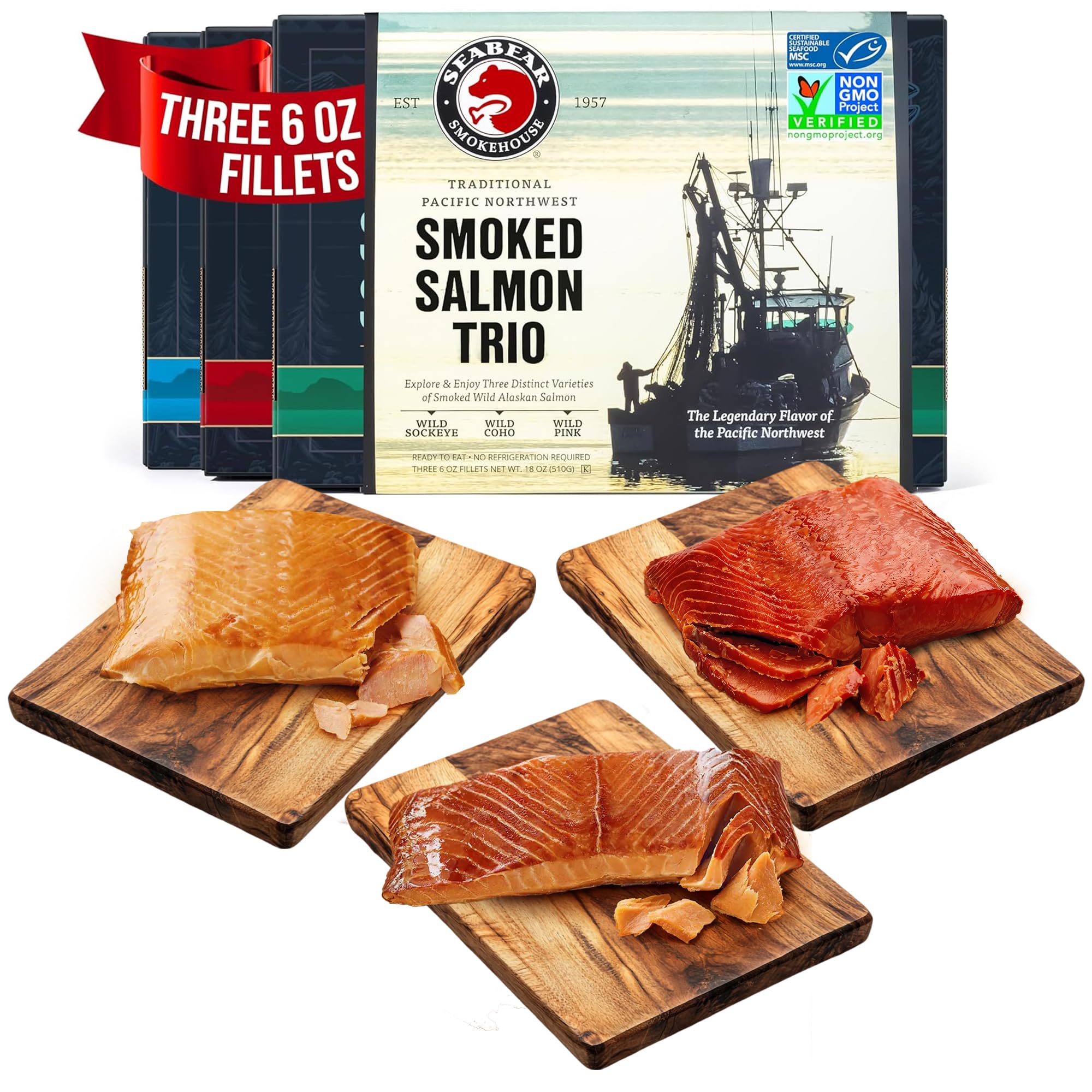 Seabear Smoked Salmon Trio 530ml Box One New