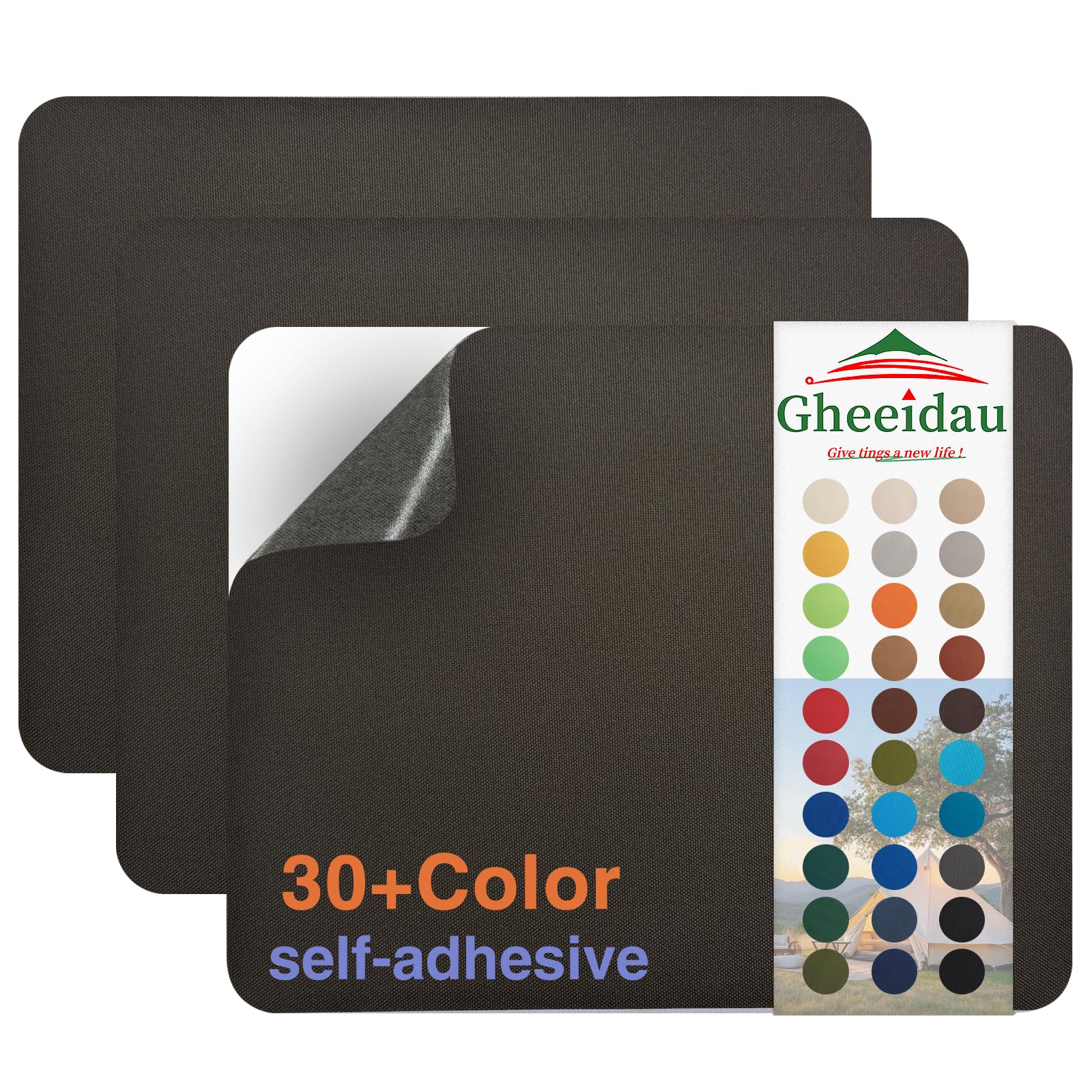 Gheeidau Canvas Repair Patch 9×11 Inch 3Pcs Waterproof Self-Adhesive Fabric Repair Patch for Tents,Boat Cover,Pop Up Canopy,Patio,Bags,Car Seats,Sofas