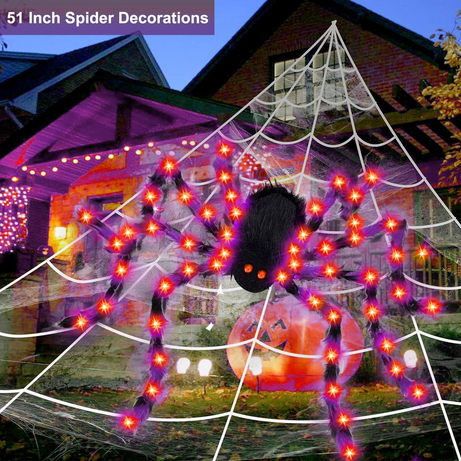 Light Up Spider Costumes for Women Adult, Poseable Scary Plush Spider Legs Costume Props Halloween Accessories Decor - Image 6