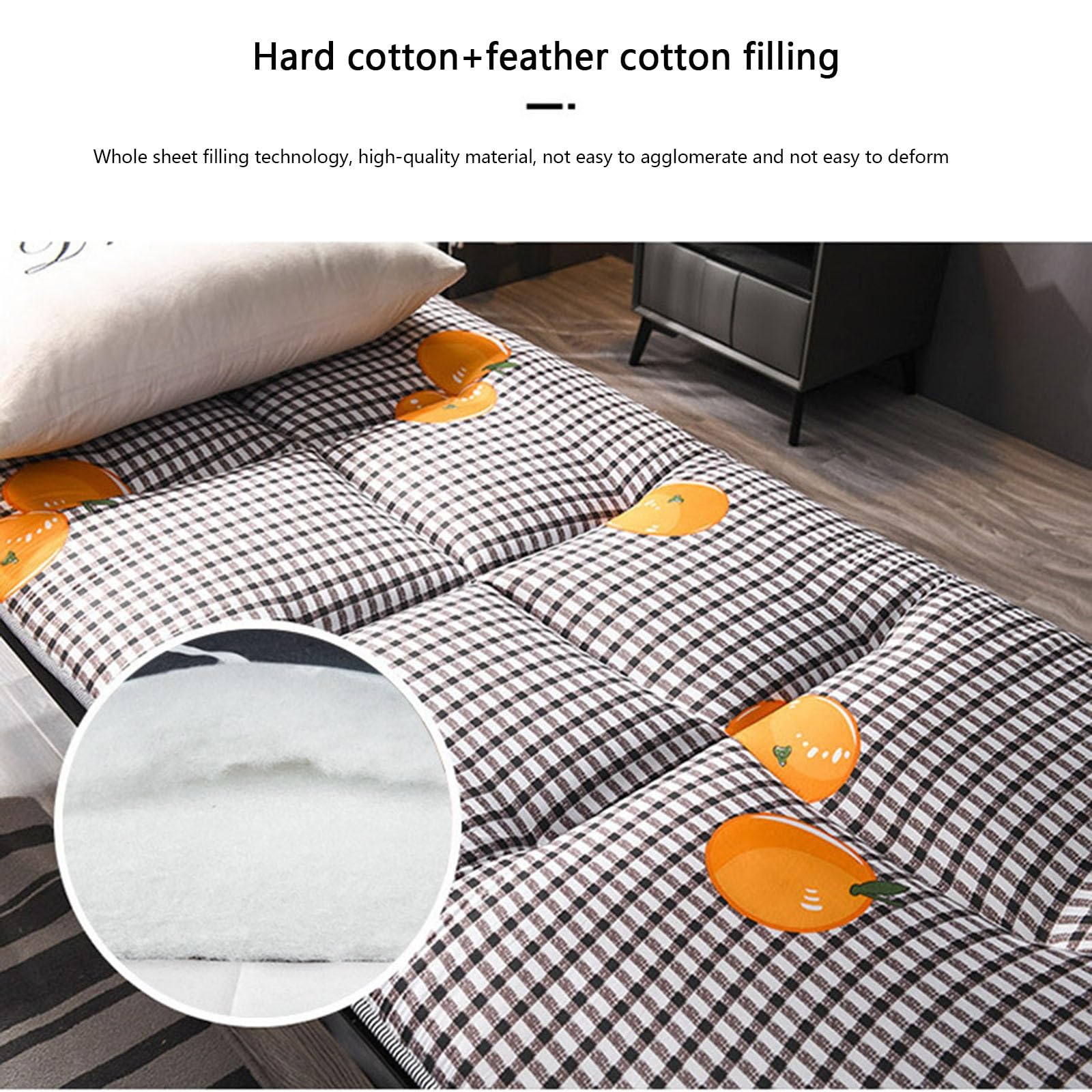 Japanische Bodenmatratze, japanische Futon-Faltmatratze, aufrollbare Matratze, Tatami-Matte, atmungsaktive Bodenliege, Gästebett for Campingcouch, Twin Full Queen(A,Twin(100x200cm))