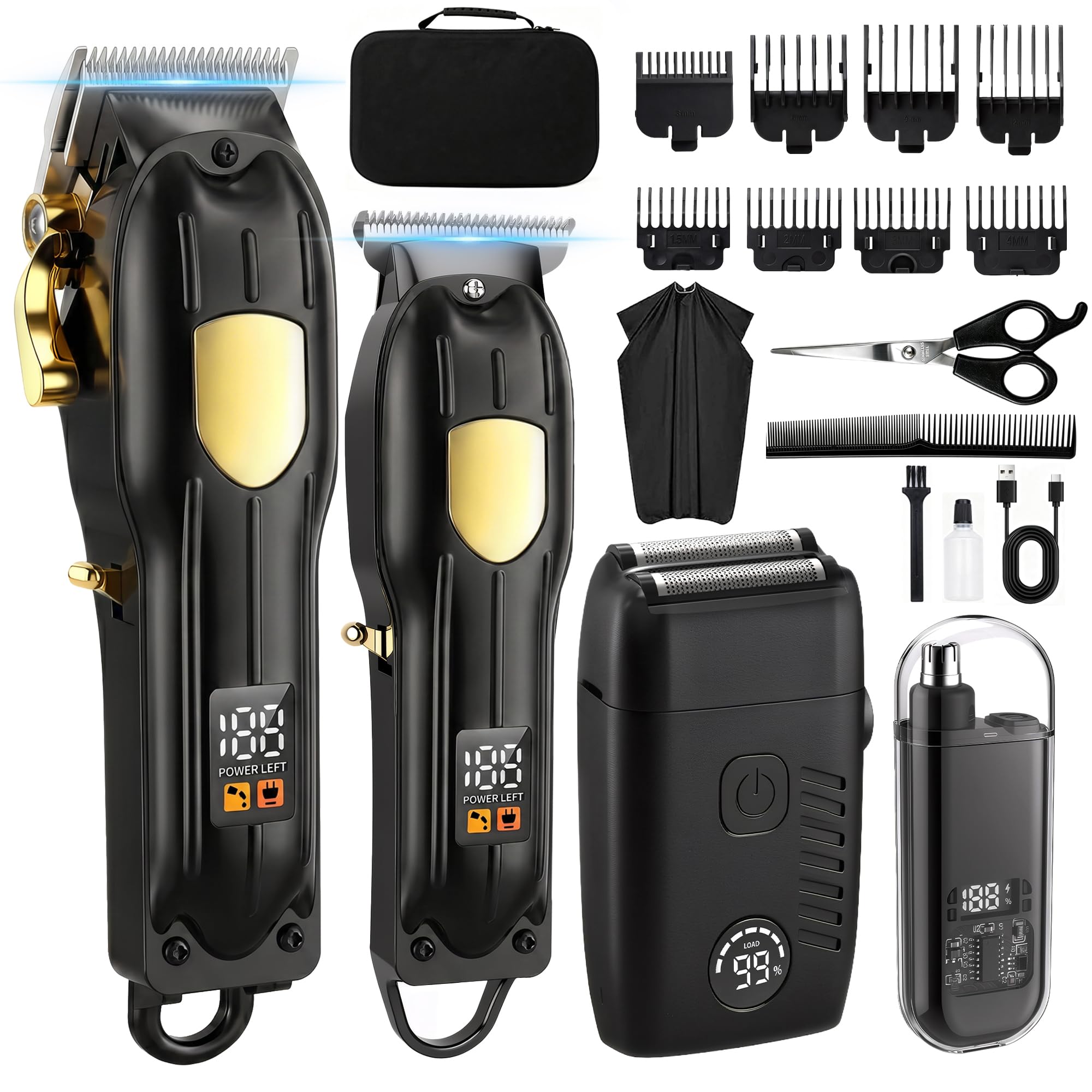 SHYEEH Hair 4‑in‑1 Clippers for Men, Trimmer, foil Shaver, Nose Trimmer