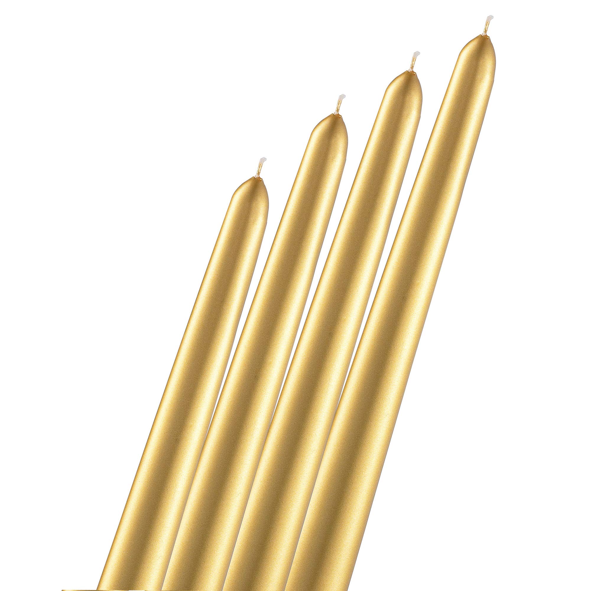 Sparas Spitzkerzen, goldfarben, 22,9 cm hoch, geruchlos, metallisch, 8 Stunden Brenndauer, einzeln verpackt, geruchlos, für Zuhause, Hochzeit, Urlaub und Partys