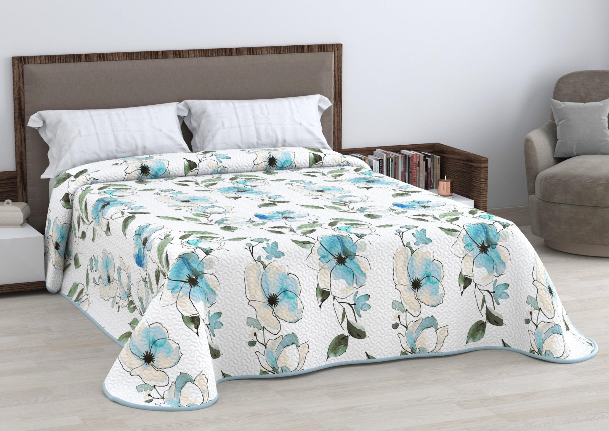 HM'S HOME'SECRET Colcha Bouti Estampada de 100% Microfibra Suave - Variedad de Diseños y Tamaños (Liso Gris, Cama 150cm) — view 11