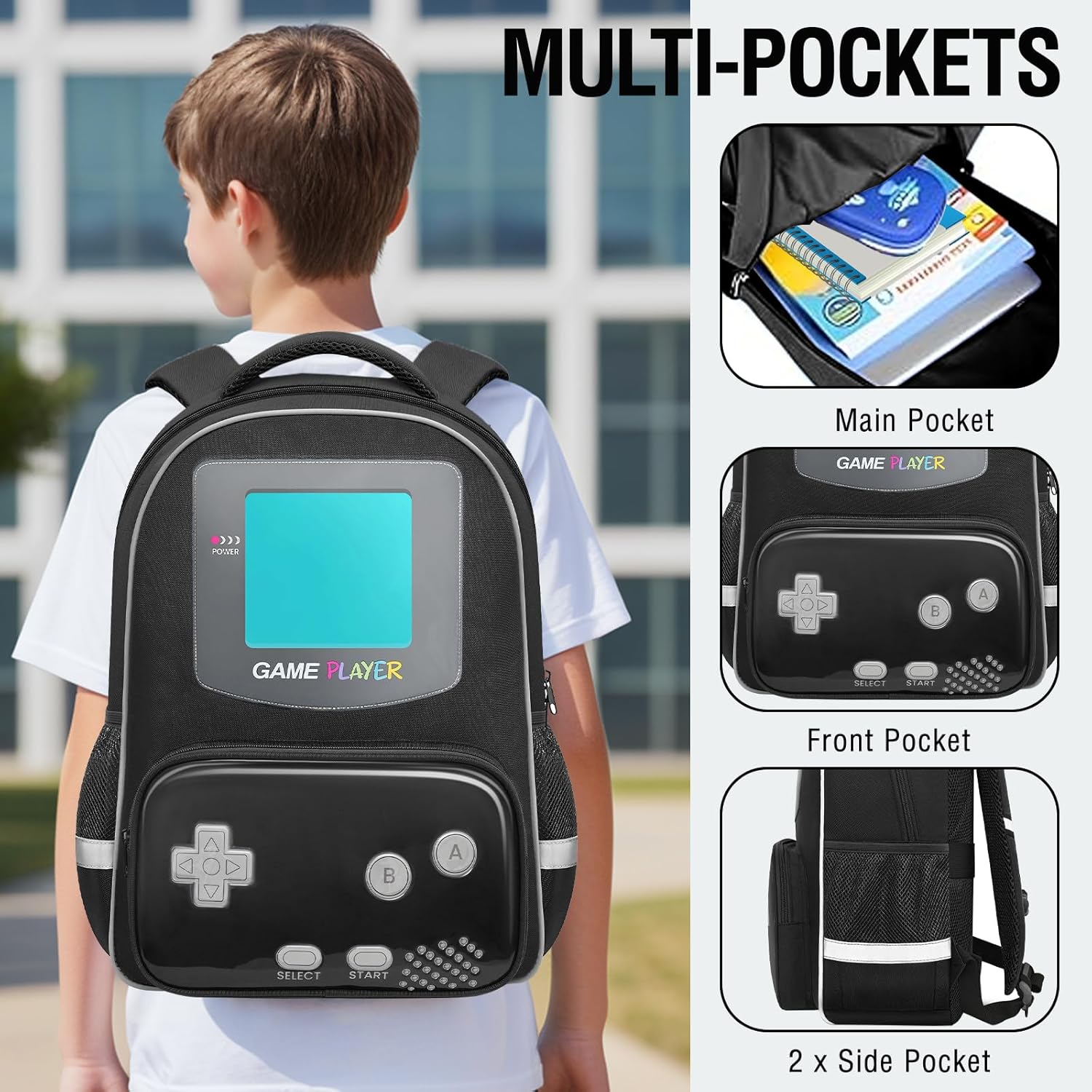 Boys Backpack for School,Gamer Backpack For Boys Kids,Boy Bookbag For Elementary Middle School Student,17″ Video Game Backpacks For Boy Kids Teen Age 6-12 - Image 4