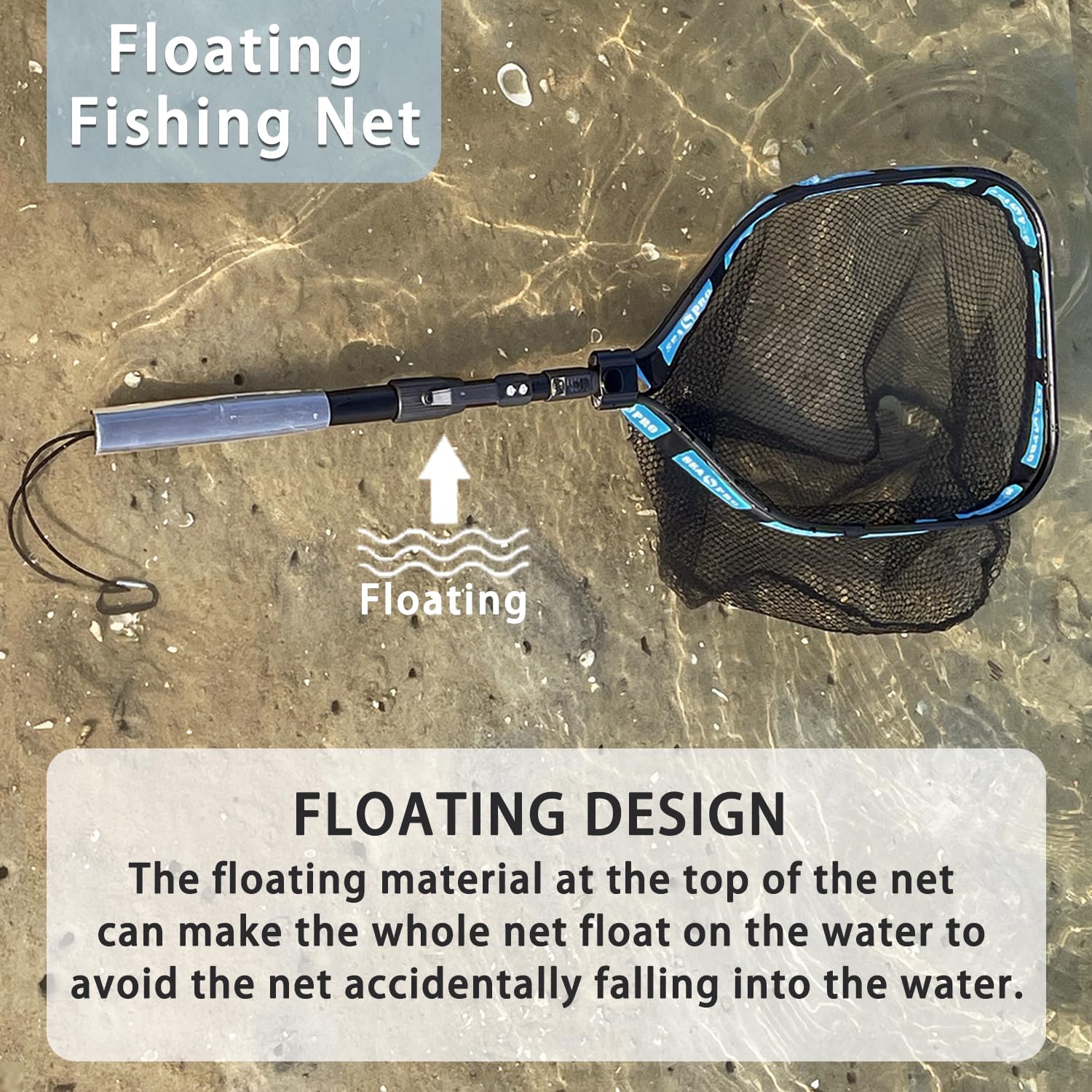 SEASPRO Telescoping Fishing Nets Lightweight Floating Fly Fish Net ?40in? Rubber Coating Durable and Foldable with Non-Slip Grip - Freshwater and Saltwater Fishpond Kayak Fish Landing Net