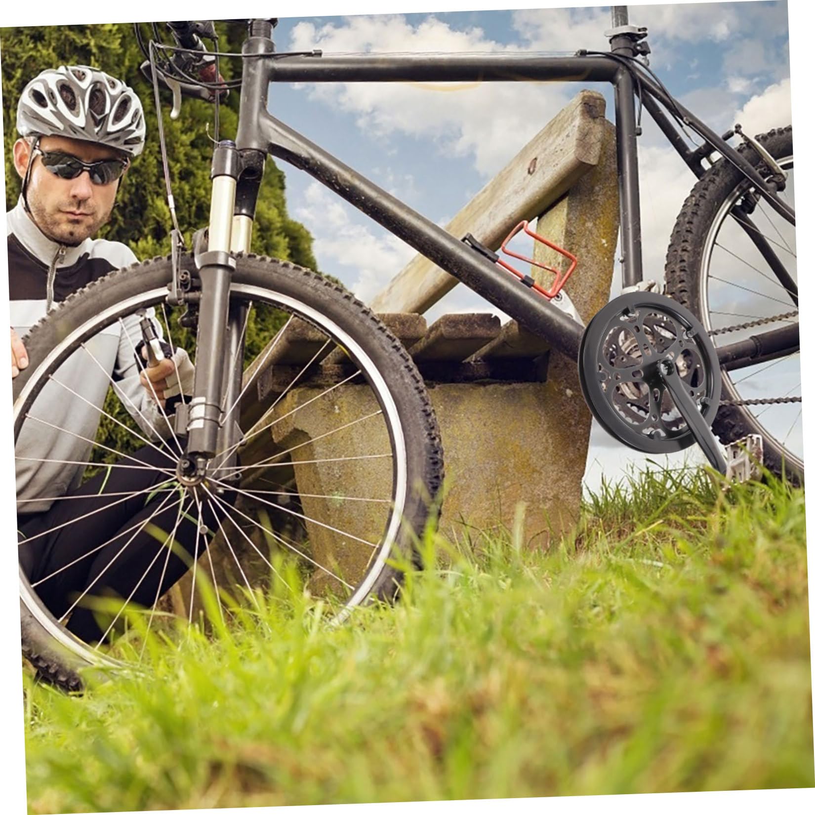 Guarnitura per Bici a velocità Singola Corona Singola 52 Denti Pedivella in Ferro 170 MM Resistente Accessori di Ricambio per Mountain Bike e Bici da Pista