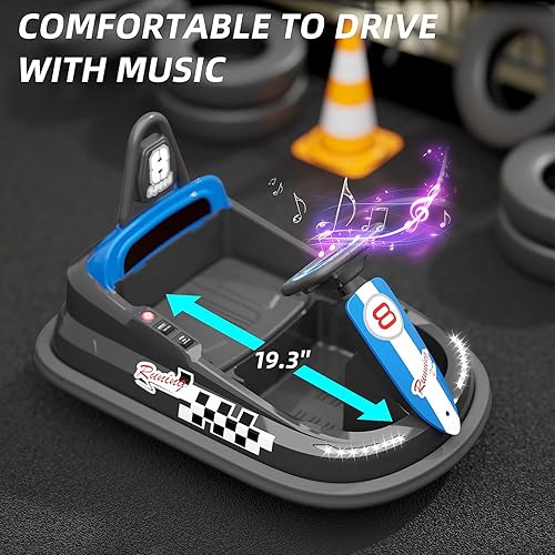 Miniatura 6 de Glaf Coche de parachoques eléctrico para niños pequeños con luces LED giratorio de 360 grados y música, regalos de cumpleaños para niños y niñas