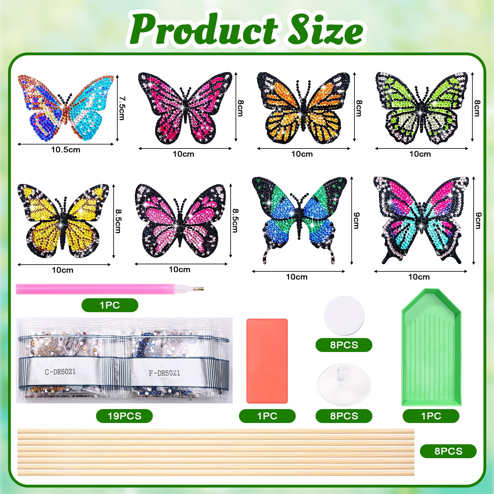 Diamond Painting Schmetterling Set - 8-teiliges DIY Bastelset Für Garten-Deko