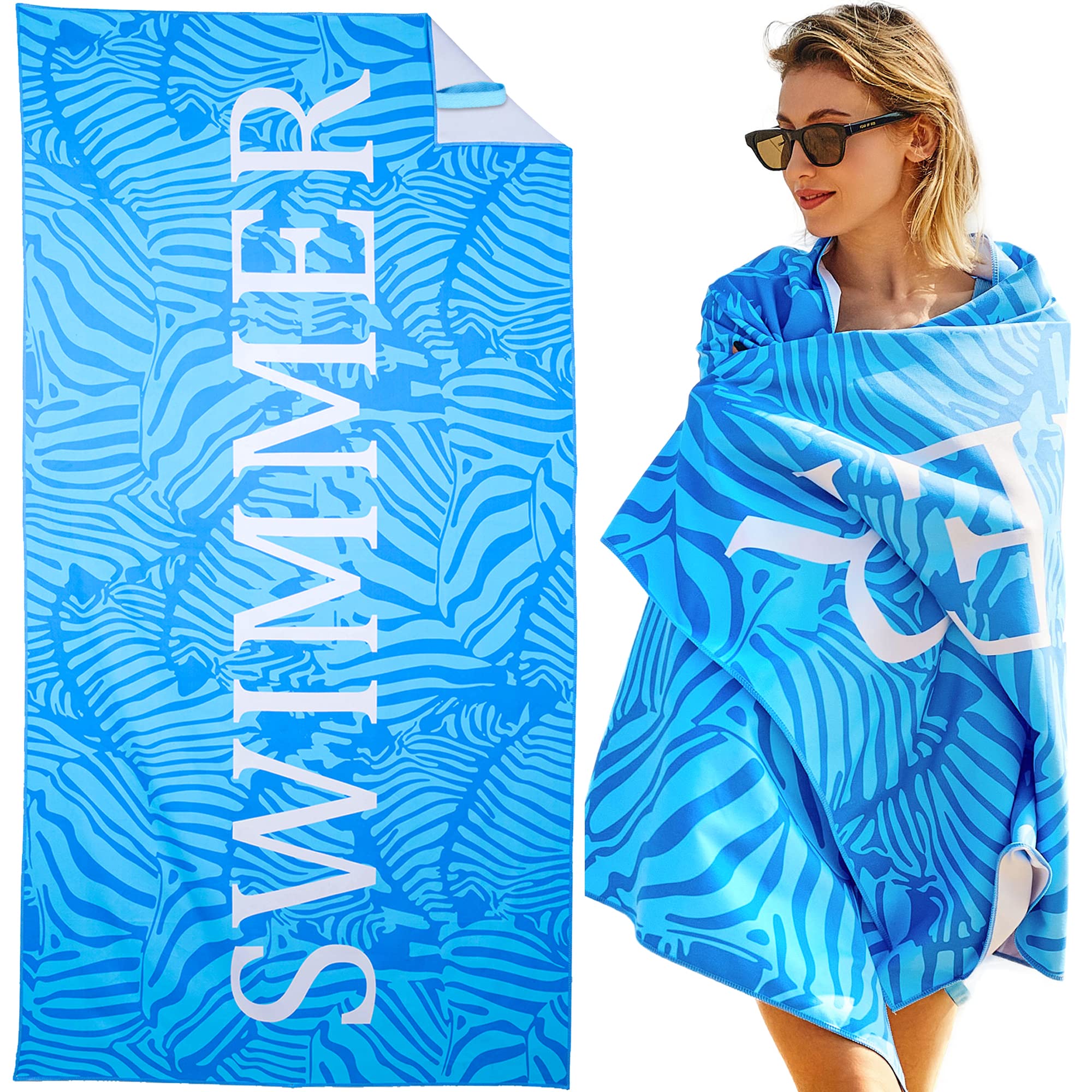 LEcylankEr Toalla Playa Grande, 180 * 90 CM Toalla Microfibra Grande, Toalla Antiarena Toalla Secado Rapido, Toallas Playa para Playa/Piscina/Sillas de Playa (Swimmer-Azul)