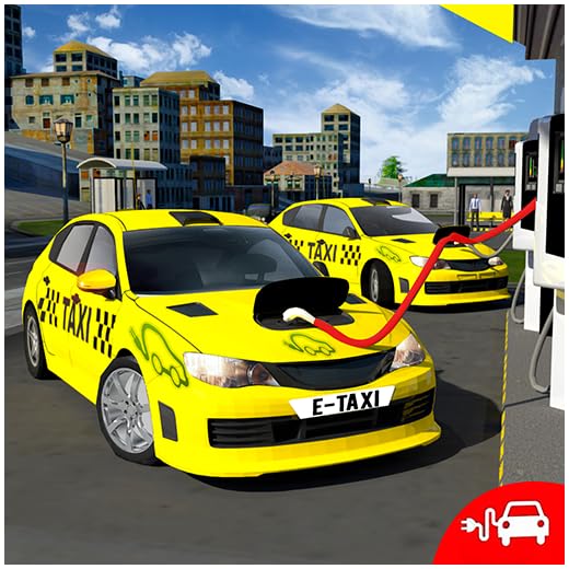 Elétrico Táxi De Carro Motorista Simulador 3D Cidade Posto de gasolina Jogos