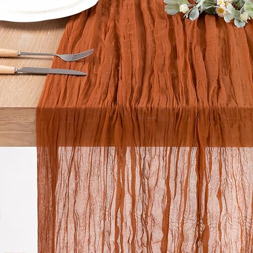 Camino de mesa de gasa rústica vintage de 35 x 171 pulgadas, decoración bohemia y elegante para el día de San Valentín, boda, baby shower, fiesta de