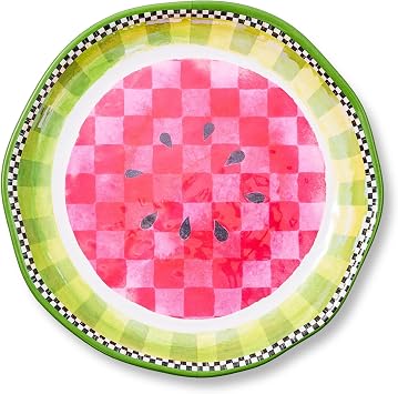 MACKENZIE-CHILDS Melamine Round Platter, Decorative Serving Plate for Entertaining, Large, Watermelon