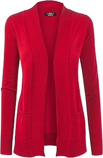 bright red cardigan