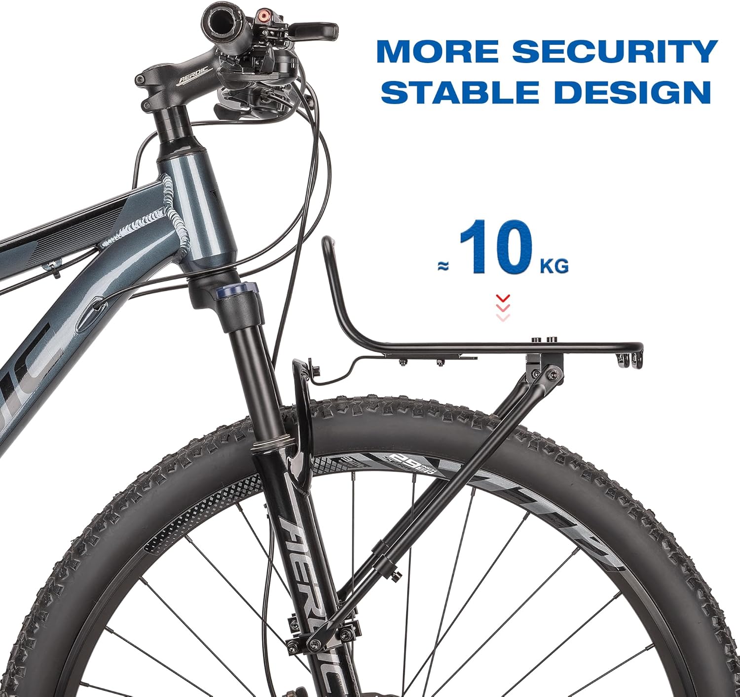 Bike Front Rack - Front Bicycle Cargo Rack with Struts - Front Mount Aluminium Pizza Rack Bike Rack for Mountain, Gravel,Touring Bikes