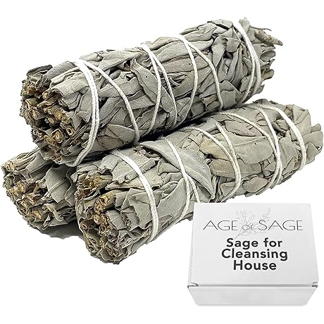 White Sage Smudge Sticks - 4" Long Fresh Sage Leaves for Stress Relief