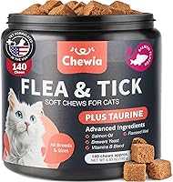 CHEWIA Flea & Tick Chews for Cats - Natural Daily Oral Supplement, Salmon Flavor, All Ages & Breeds, Skin & Coat Support
