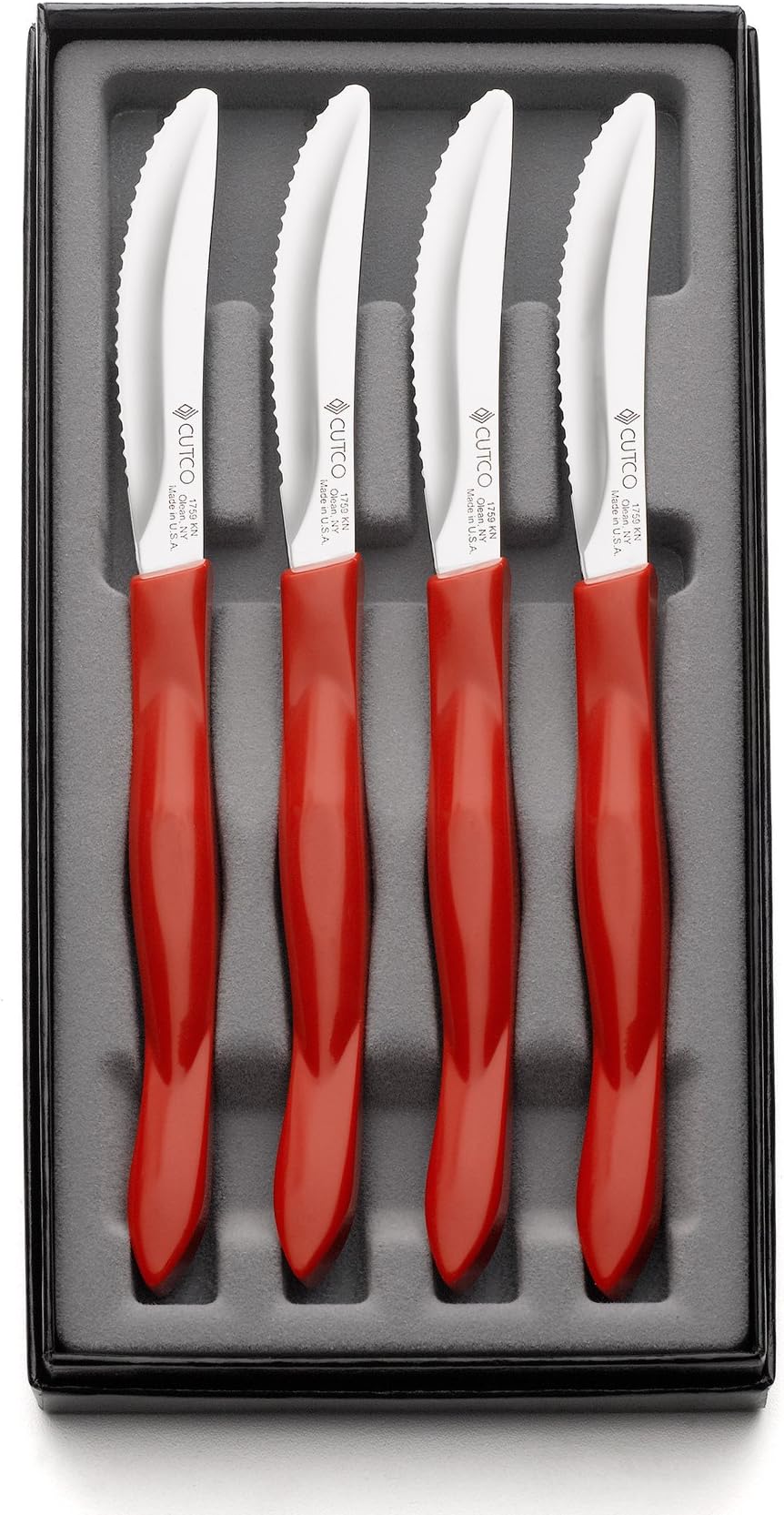 Cutco #1865 4-Pc. Table Knife Set in Gift Box (Red handle)