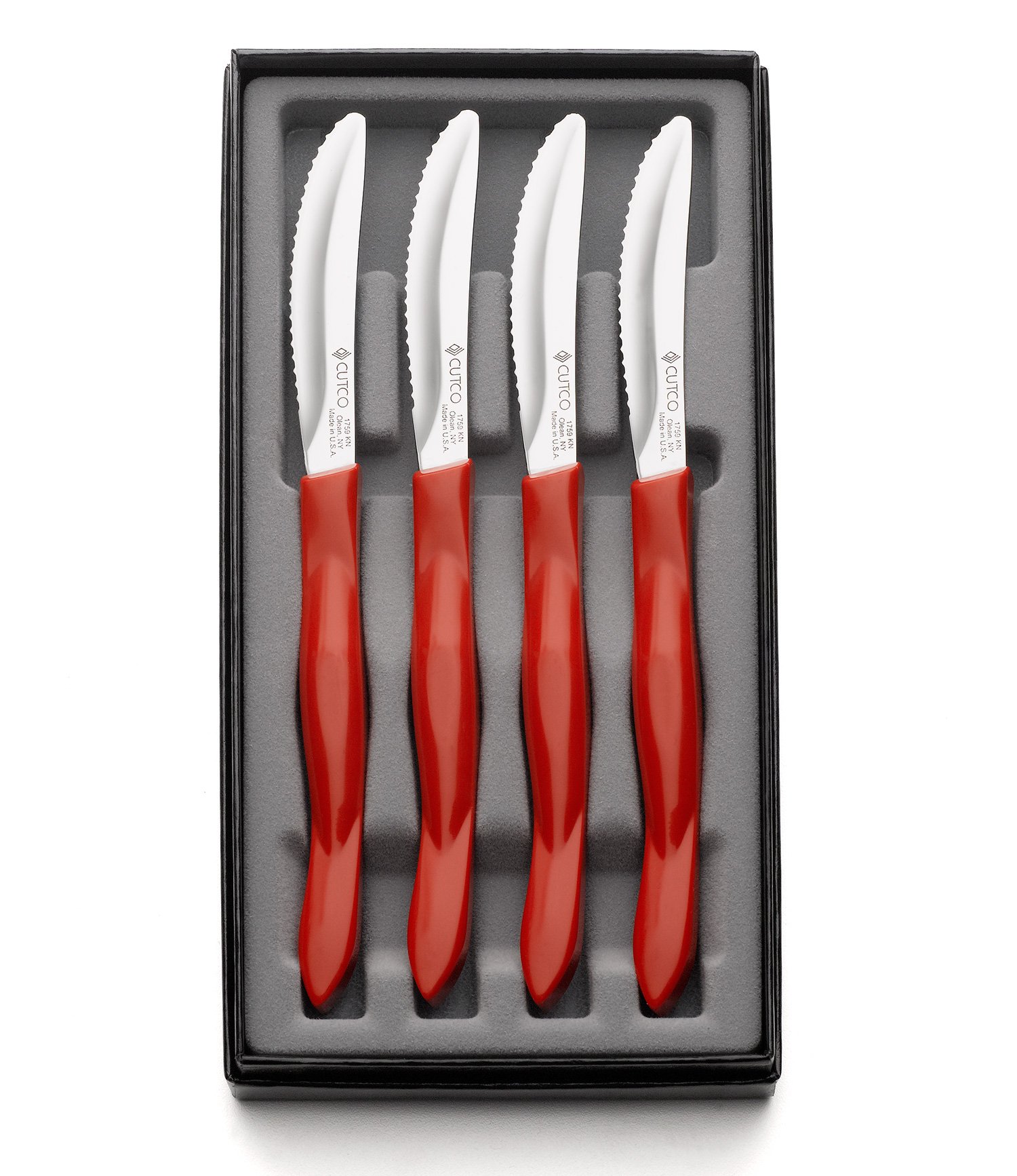 Cutco #1865 4-Pc. Table Knife Set in Gift Box (Red handle)