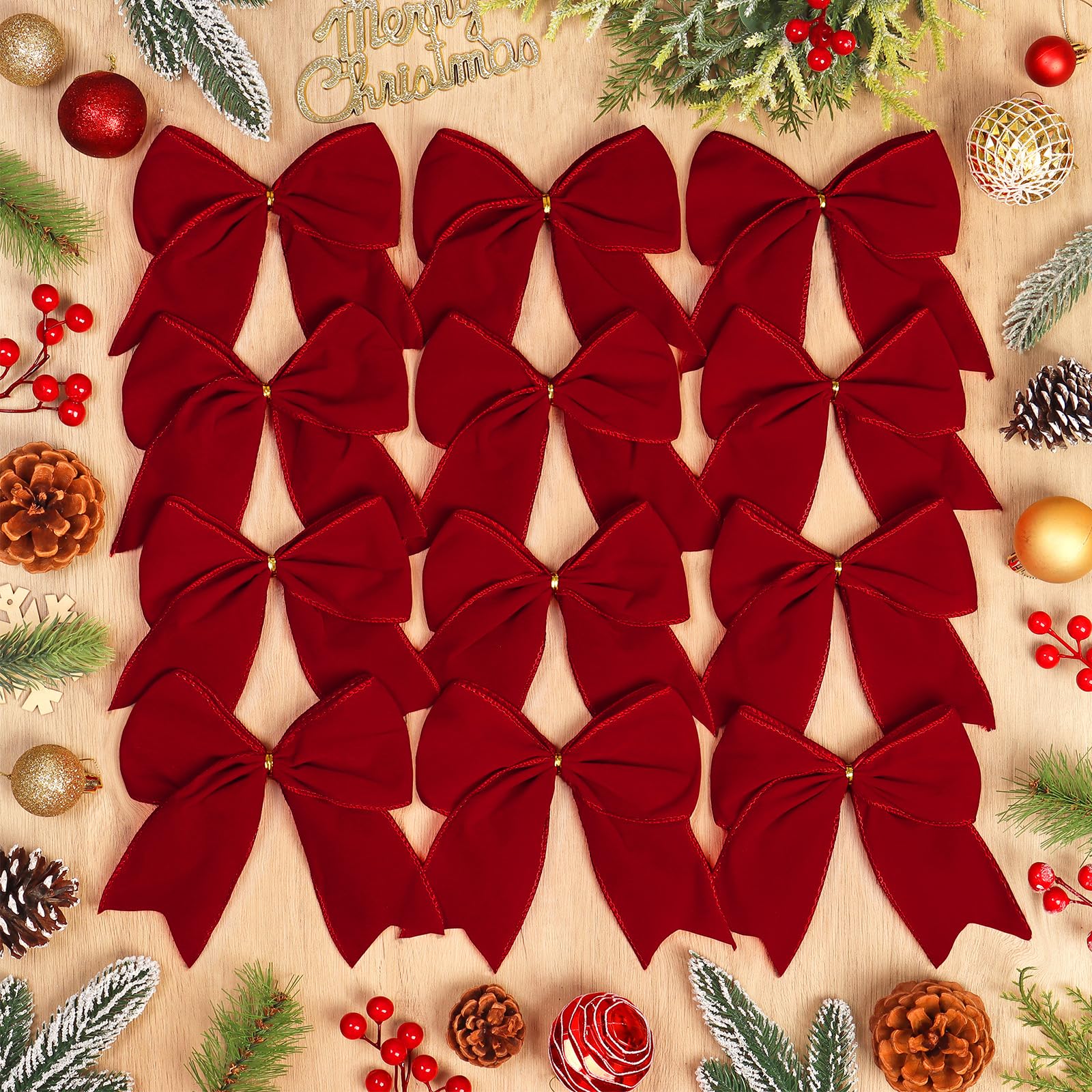 Lazos de terciopelo rojo DEMIUKO para decorar tu árbol de Navidad vintage