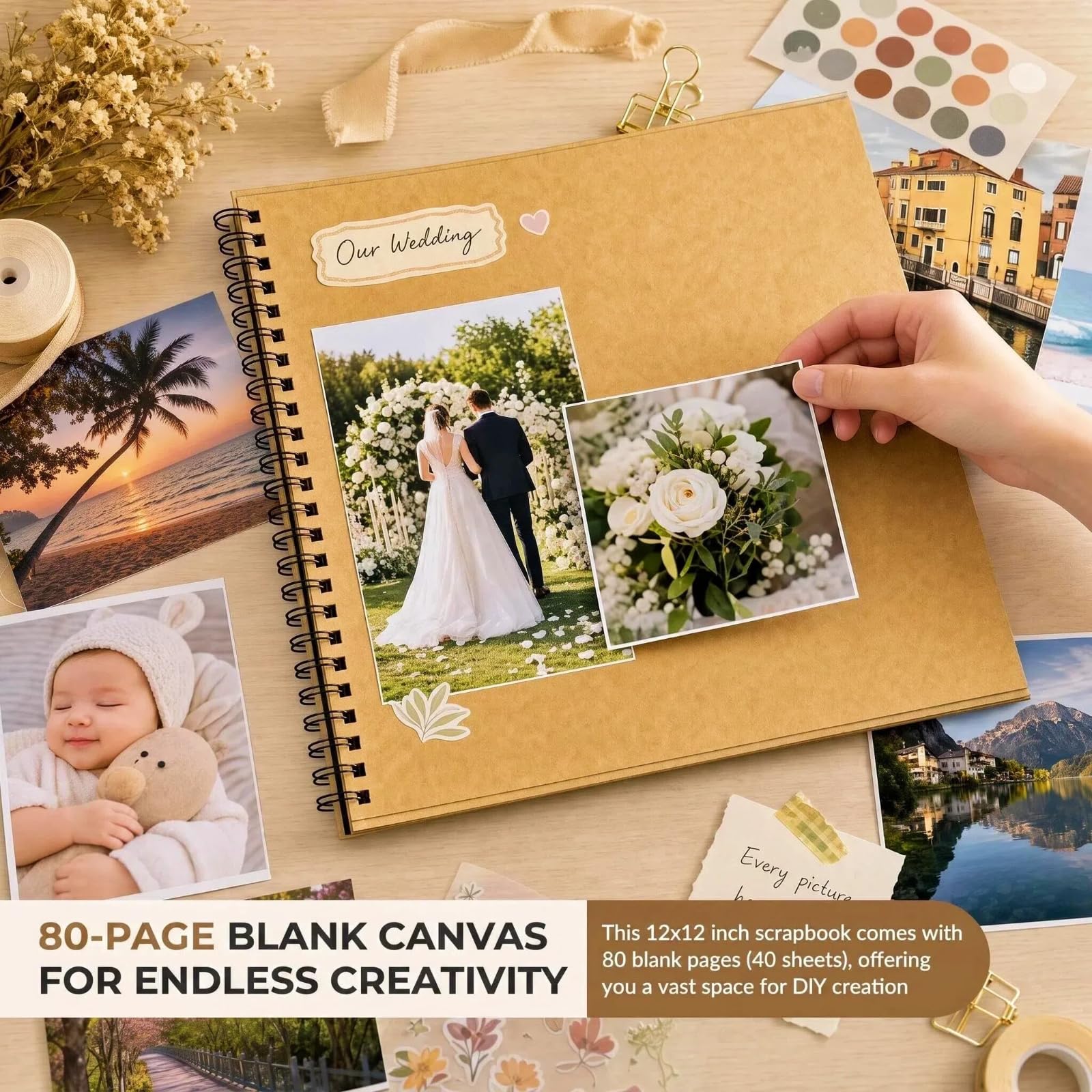 Album fotografico per scrapbooking, 80 pagine, 30 x 30 cm