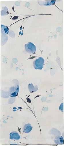Miniatura 1 de Karma Toalla de té de mezcla de lino azul floral 28.00 x 20.00 pulgadas