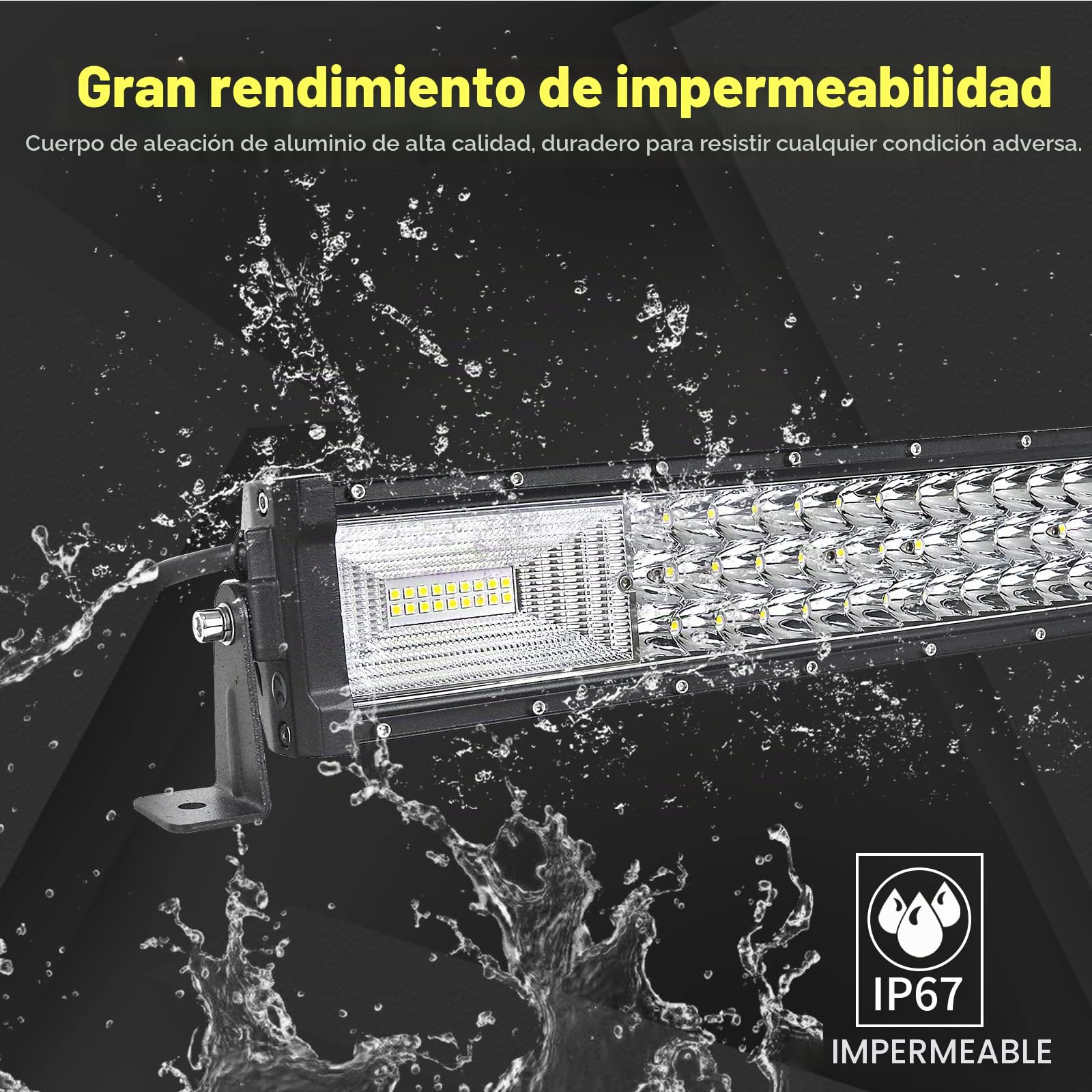 Willpower Barra Led Coche 42'' 107cm 540W Barra de Luz Led Fila Triple Con Arnés de Cableado Faro Led Focos Led 12V 24V Barras Led Trabajo para 4x4 Tractor SUV ATV UTV Camion Barco Todoterreno