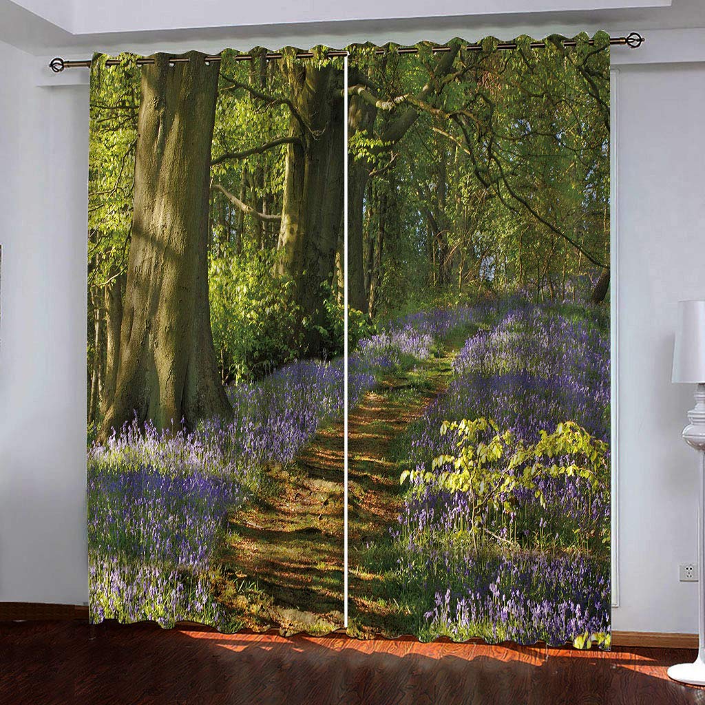 Rideaux isolants thermiques anti-chaleur et froid forêt pour fenêtre de chambre