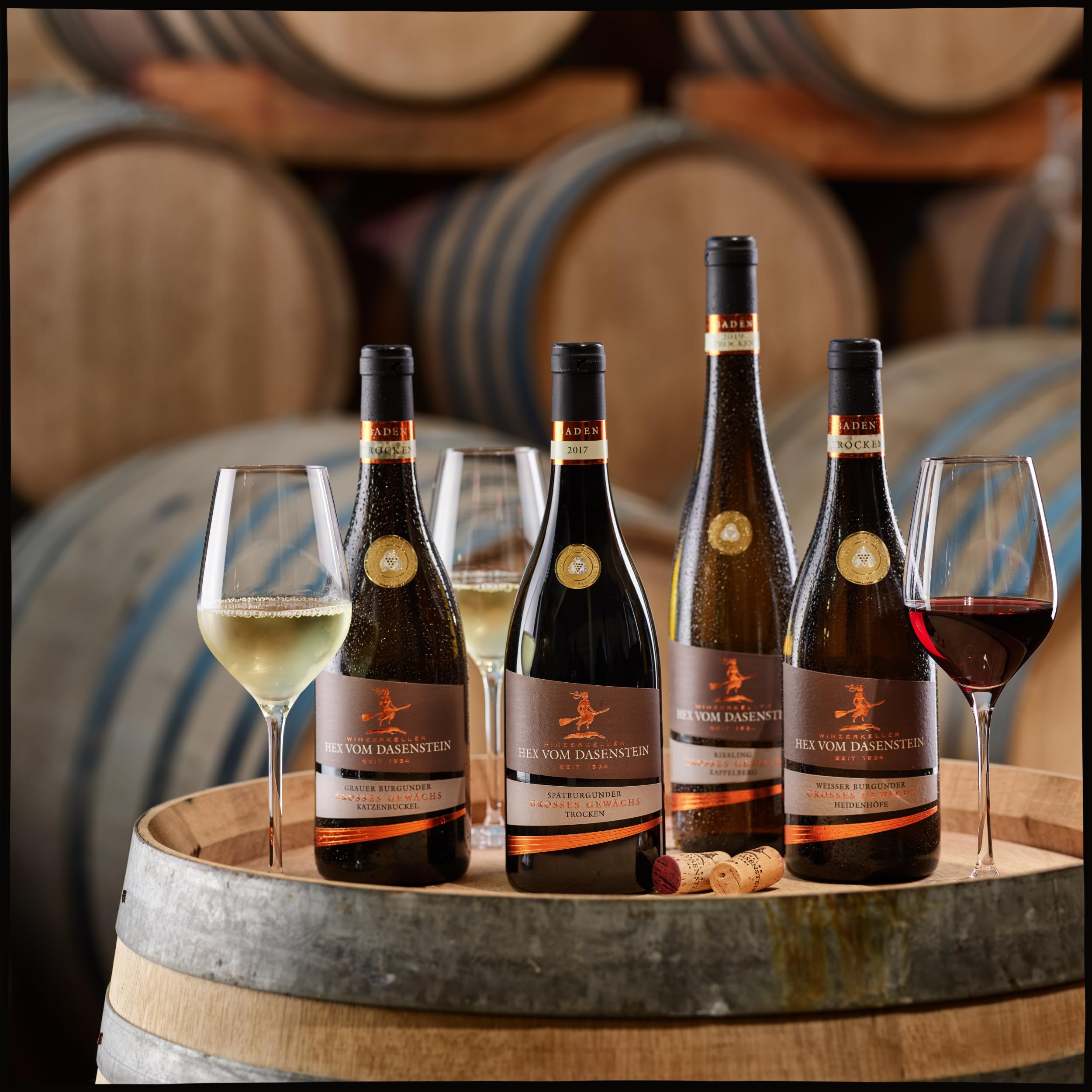 Hex vom Dasenstein Hexenflasche Geschenk-Set - Weißwein Cuvée & Spätburgunder Rotwein in der Geschenkbox, fruchtige Eleganz & samtiger Genuss, Qualitätsweine aus der Ortenau (2 x 0,75l)