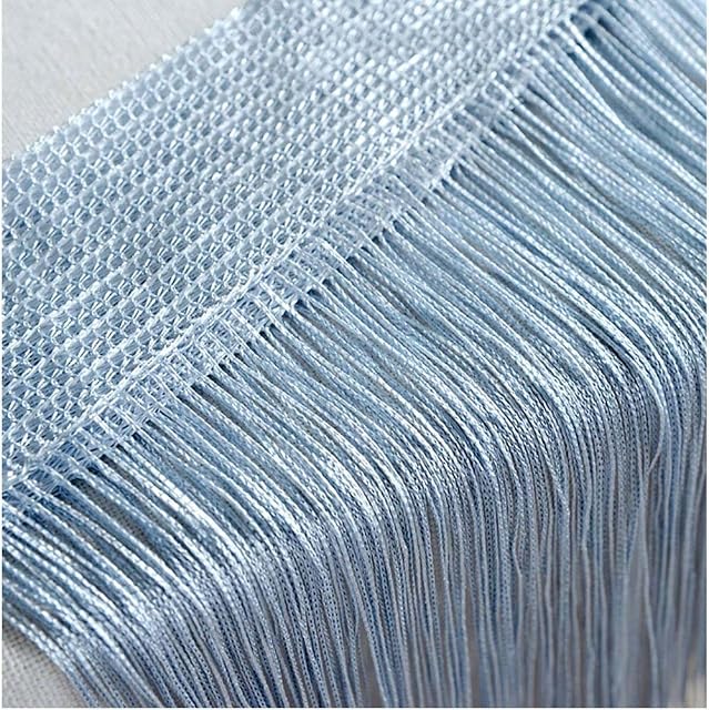 Door String Curtain, Wall Panel Fringe Window Room Divider Blind, Home Patio Bedroom Decorative Tassel Screen Ribbon Strings Strip Silver Thread Screen for Wedding Coffee Parts Party Events (Grey)