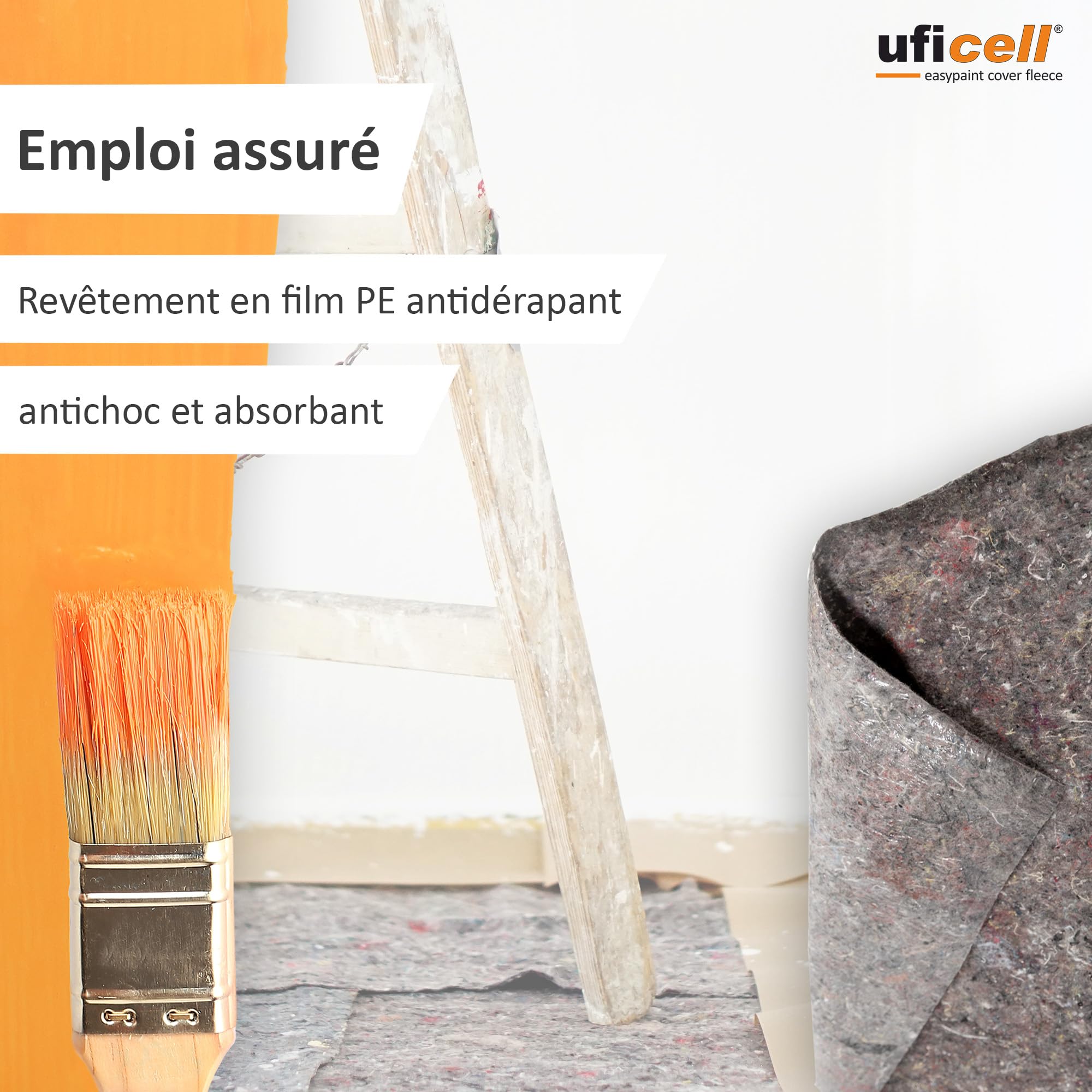 easypaint® voile de protection pour peintres, qualité premium, voile de protection | Revêtement antidérapant en PE | La protection parfaite pour les revêtements de sol (poids: 180 g/m², 25 m²)