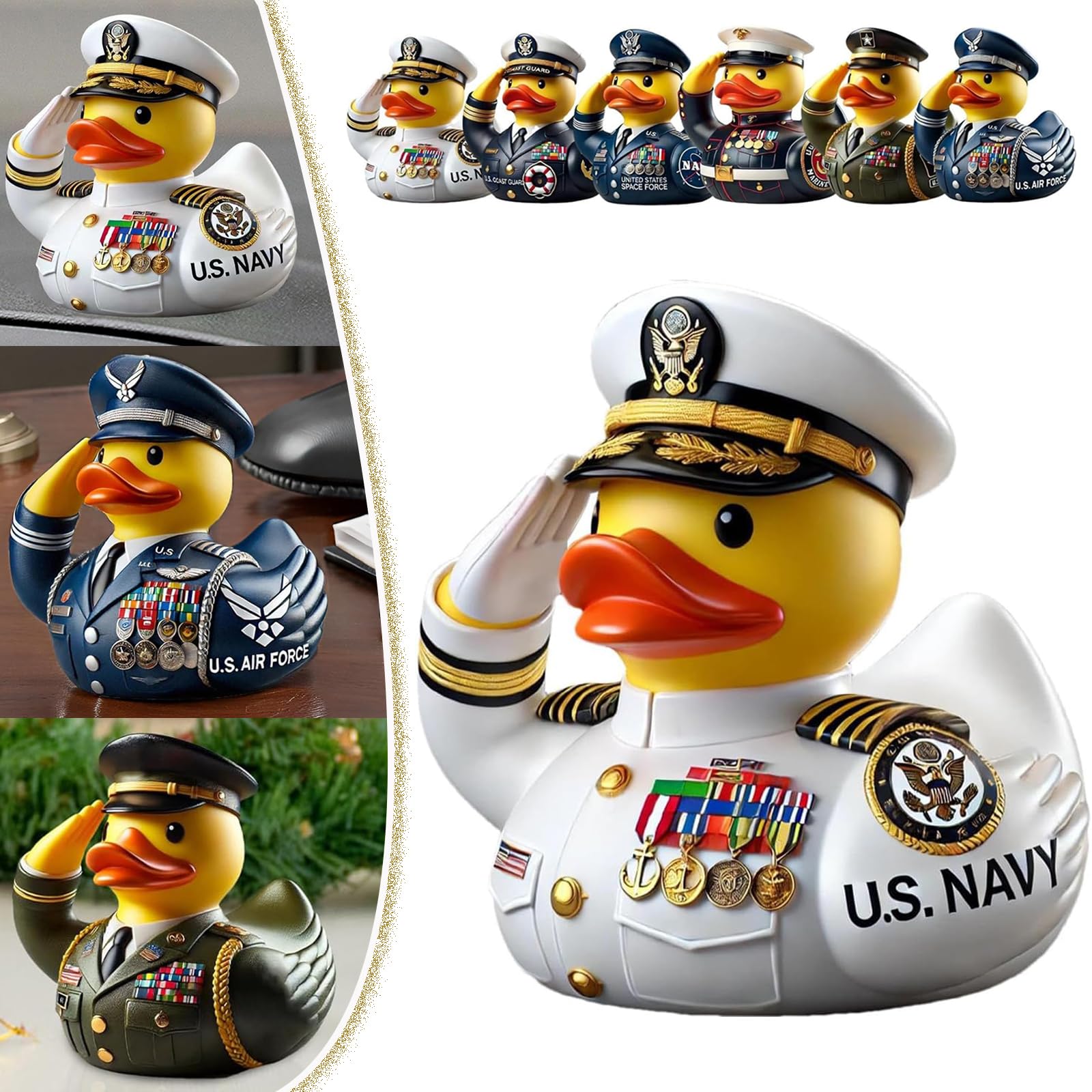 Veteran Tribute Duck Resin Veteran Duck Figurines, Military