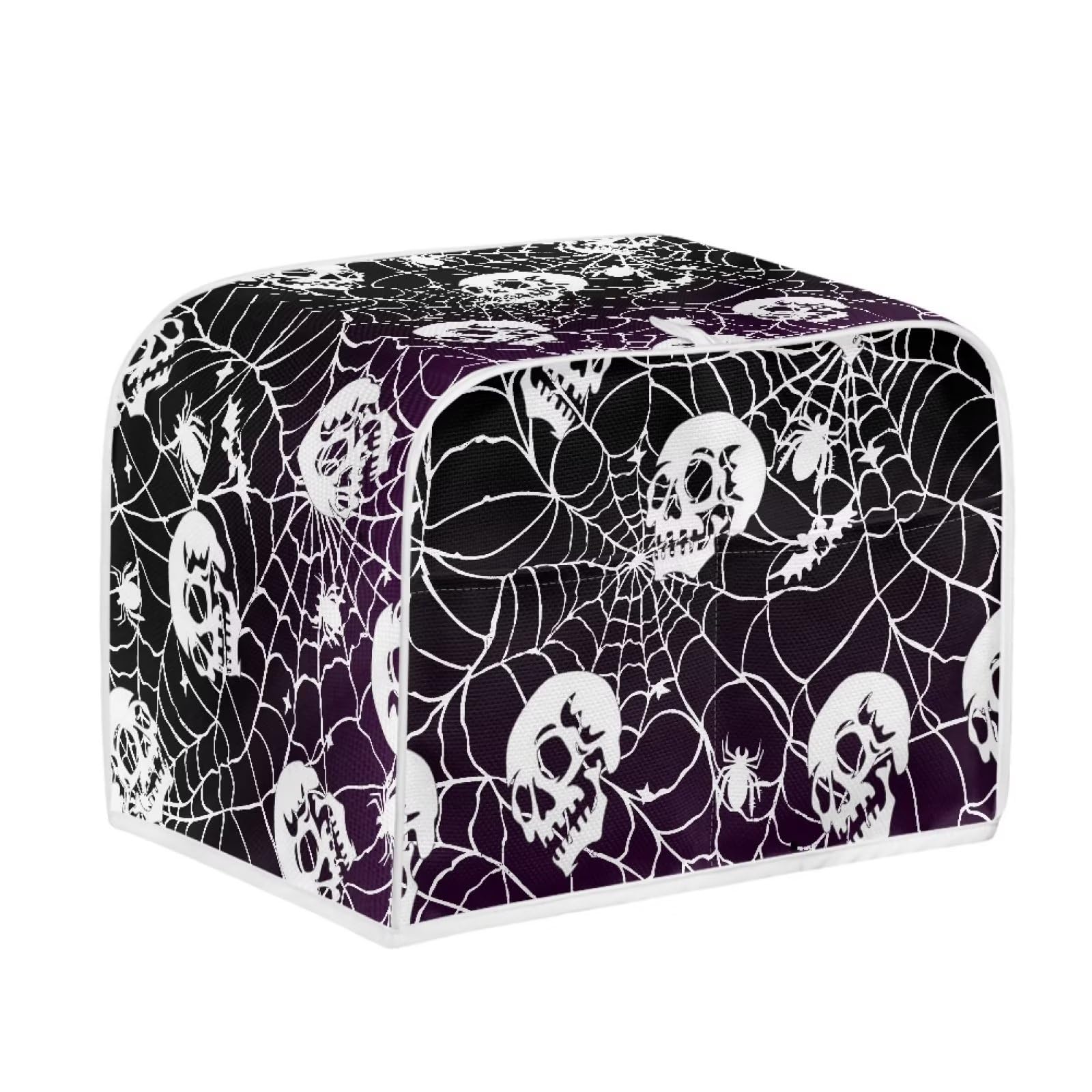 Rnyleeg Halloween Skull Toaster Cover, 4 Slice Quilted Toaster Cover, Universal Kitchen Appliance Cover for Standard Toasters and Microwave Ovens, Dustproof,Gift for Women