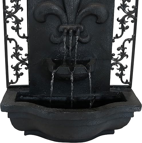 Miniatura 4 de Sunnydaze French Lily - Fuente de agua de pared para exteriores con batería de respaldo bomba y panel función de decoración de cascada de patio