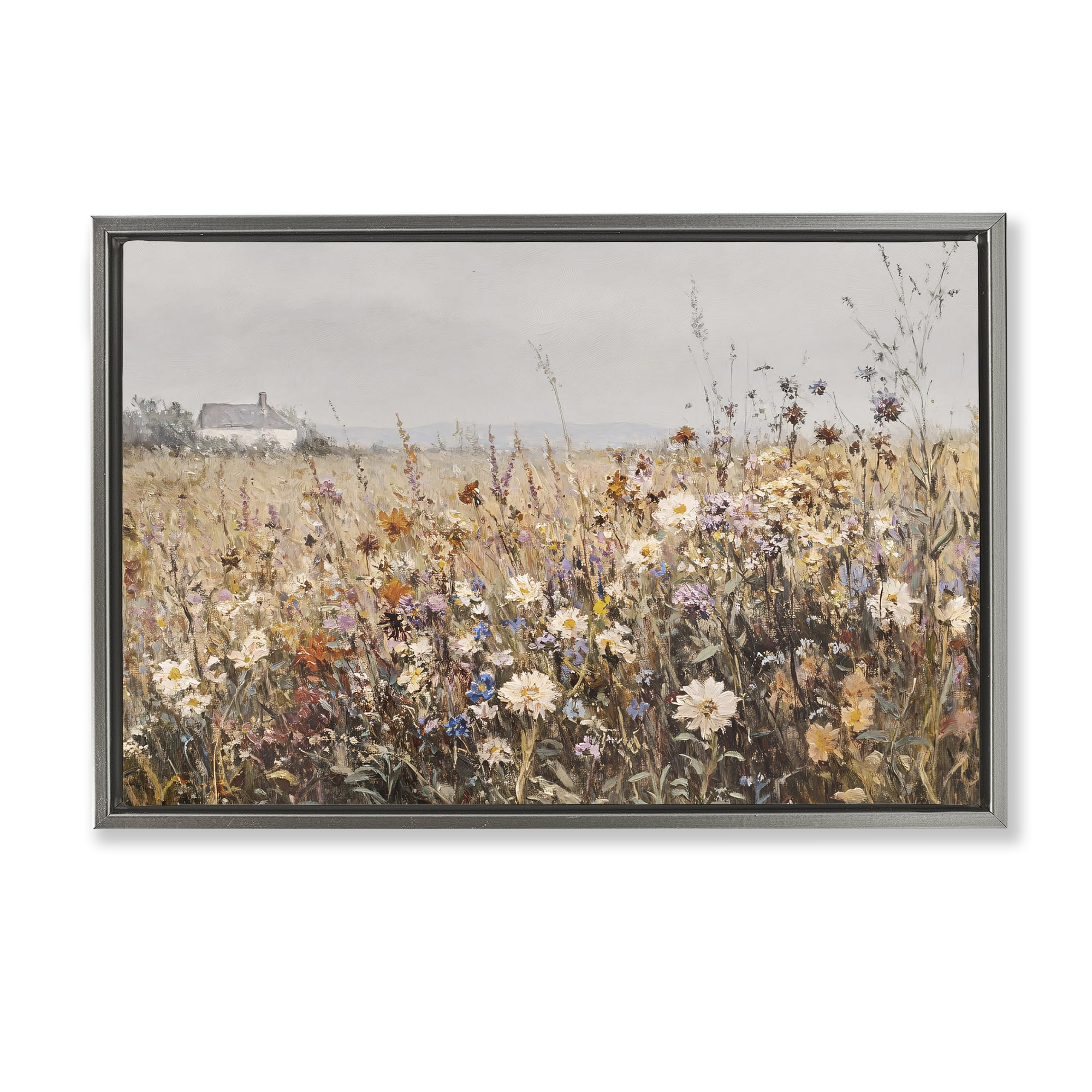 'Quaint Cottage Meadow'| Floating Frame Canvas Art
