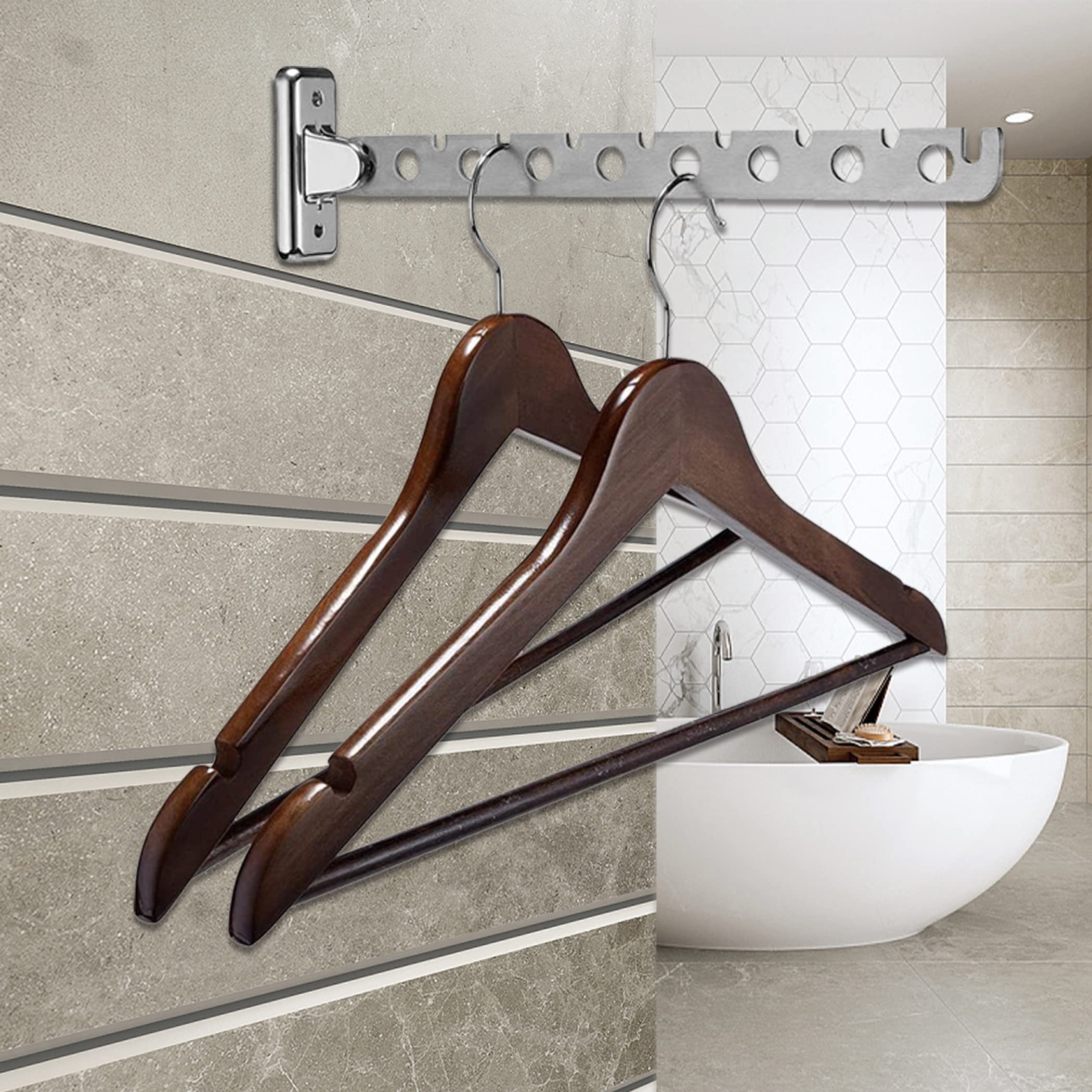Presa d'Aria in Acciaio Inox, Ganci Appendiabiti per Balcone, Appendiabiti da Esterno Pieghevole Appendiabiti da Parete con Foratura