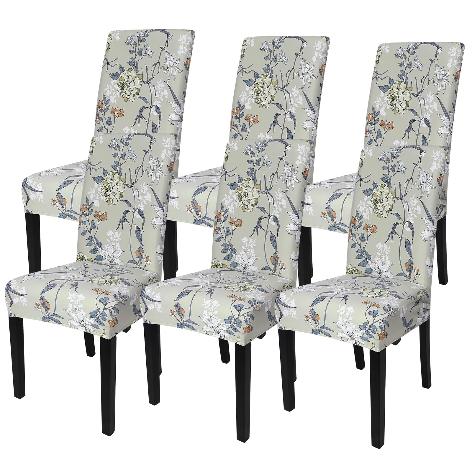 SearchI Printed Dining Room Chair Covers 6 Pack Stretch Kitchen Chair Cover