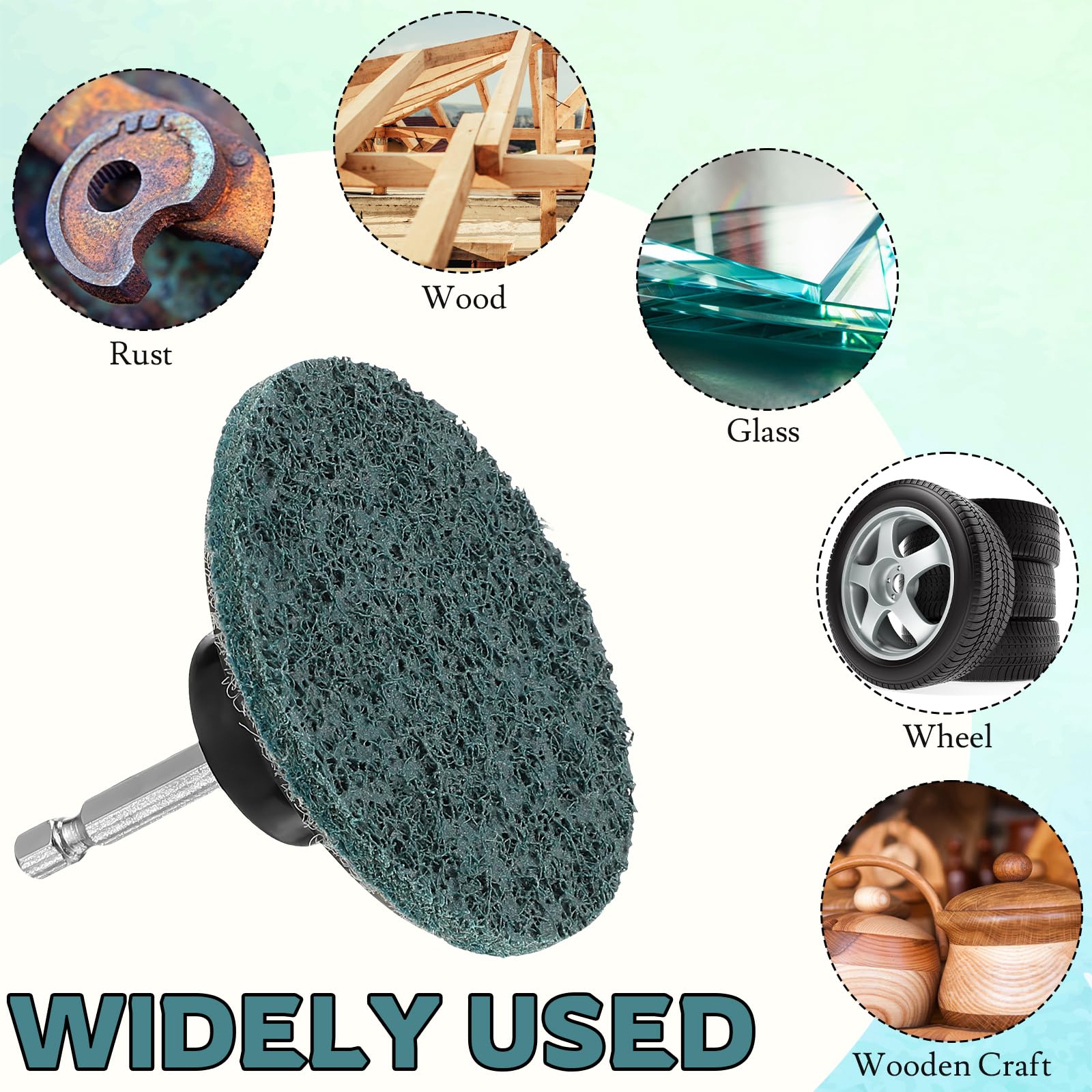 Landical 60 discos de lijado con bloqueo de rollo de 3 pulgadas, disco de acondicionamiento de superficie con soporte de 1/4 pulgadas, almohadilla de pulido de preparación, discos de grano fino medio