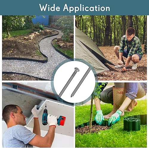 Miniatura 3 de Nuenen 100 estacas de metal resistentes de 12 pulgadas para anclaje de paisaje, picos de borde de jardín para estacas de césped artificial, bordes