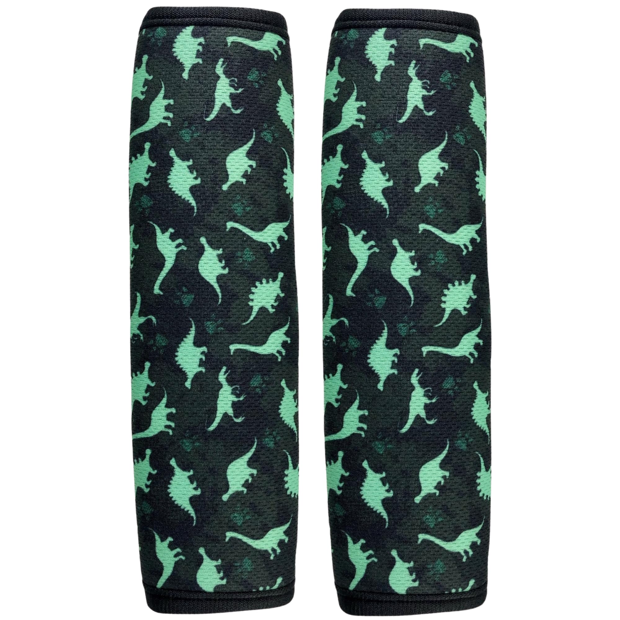 HECKBO 2x Kinder Auto Gurtpolster Gurtschutz mit Dinosaurier Dino Motiv - Sicherheitsgurt Polster für Kinder und Babys- Ideal für jeden Gurt Autositzerhöhungen Kinder Fahrradanhänger Flugzeug