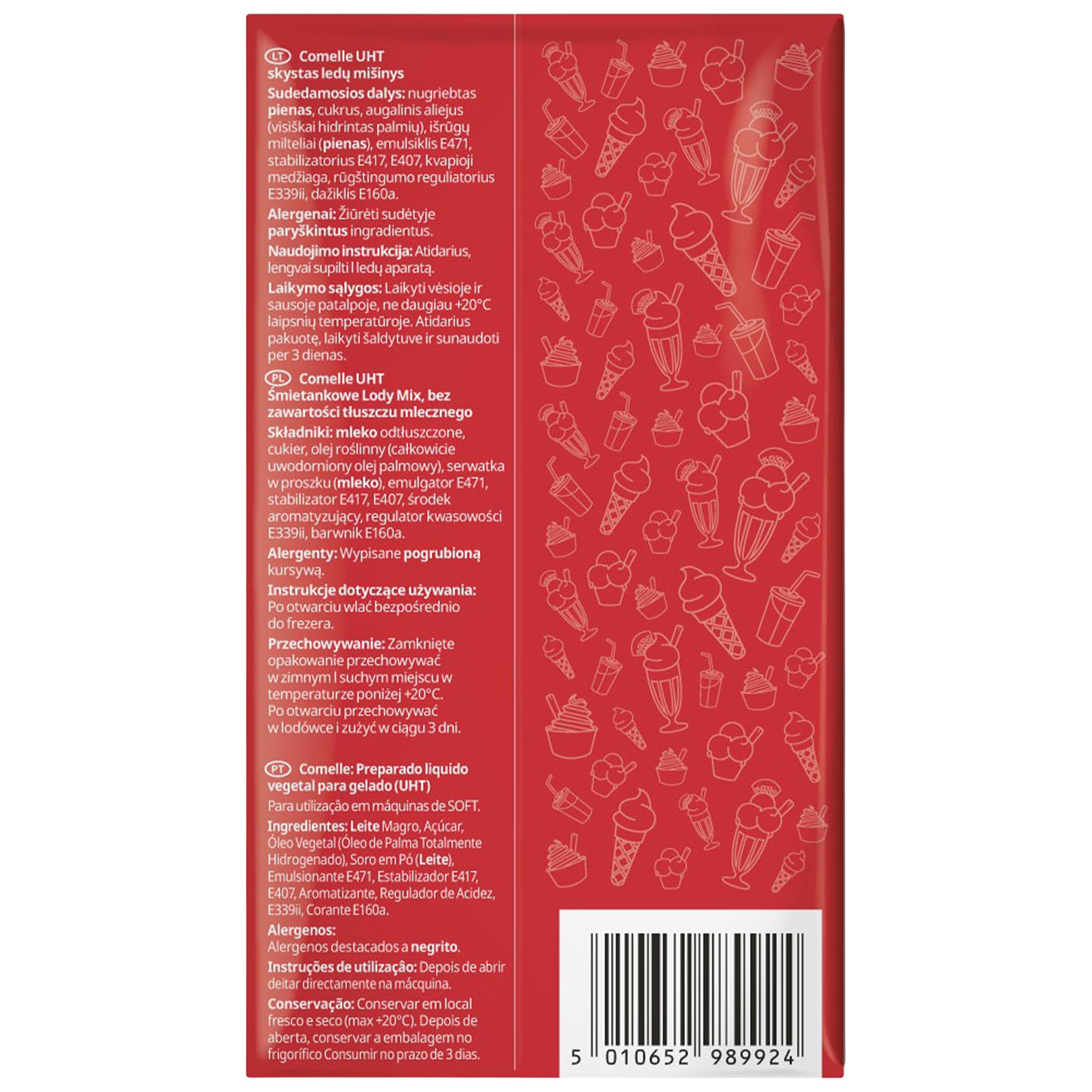 (12 unidades) Comelle Ice Cream Mix UHT 1 litro