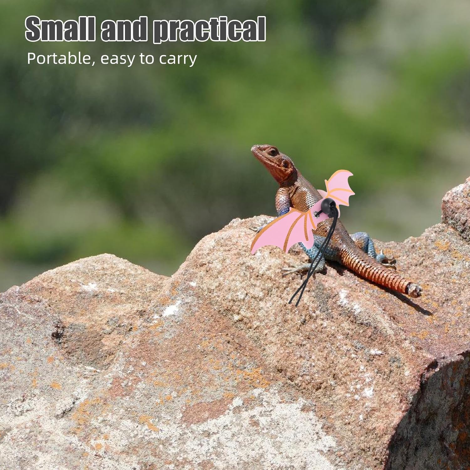 Bearded Dragon Harness and Leash Adjustable Small Reptile Pet Leash Escape Prevention Outdoor Walking Pink