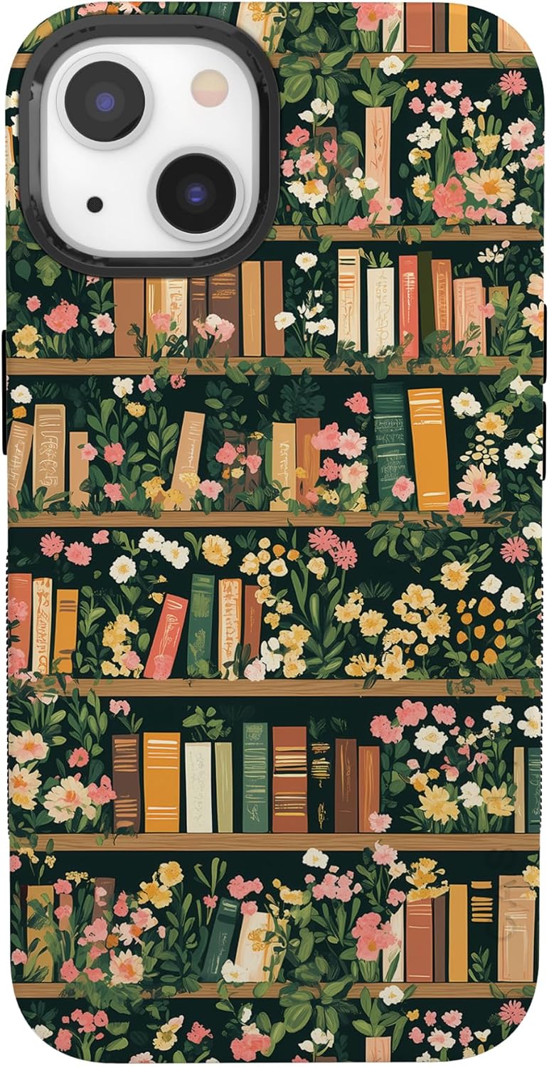 Casely iPhone 13 Case | Book Nook | Floral Library | Bold Protective Design | Compatible with MagSafe