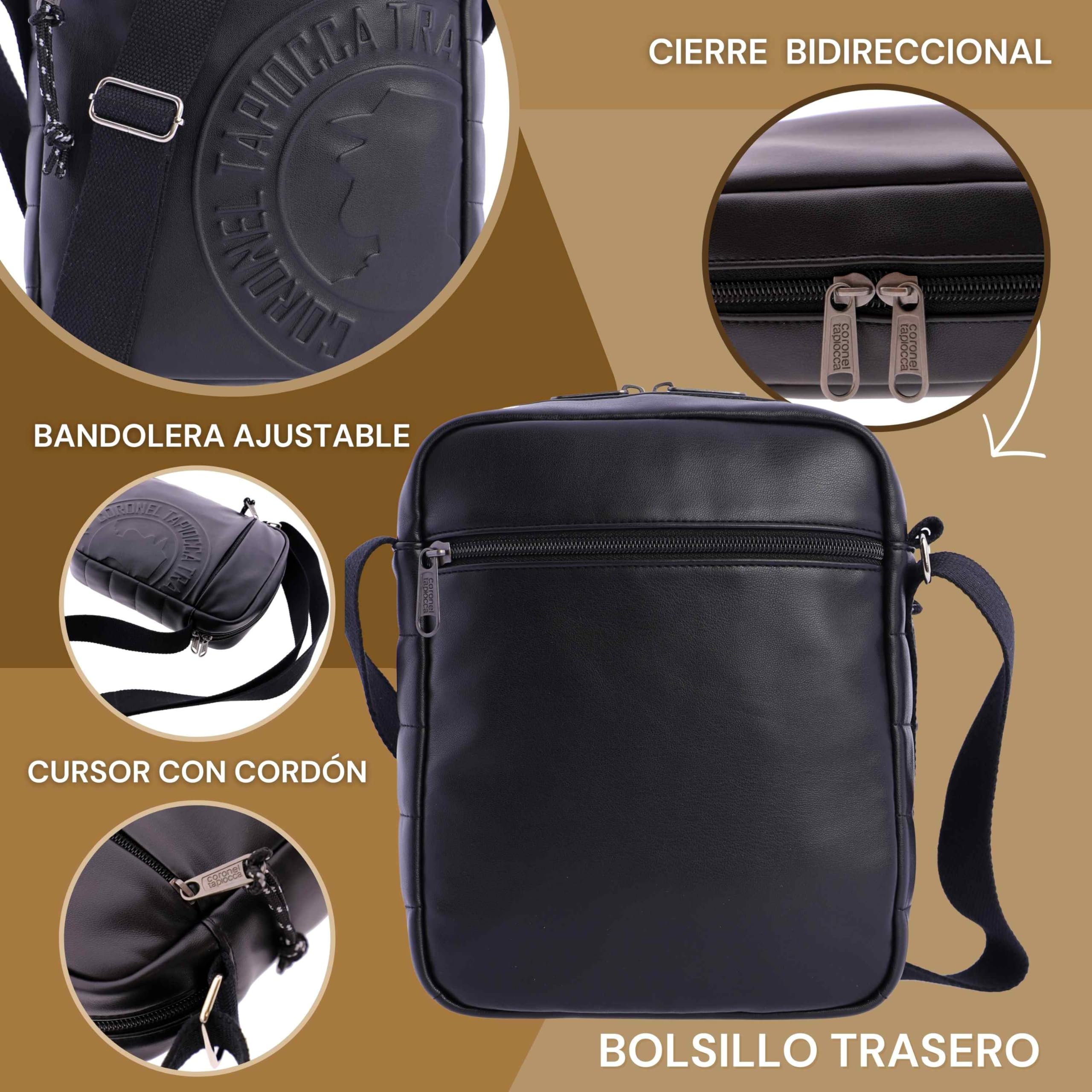 Coronel Tapioca - Bandoleras Hombre - Bolso Hombre - Bolso hombre bandolera - Bolso Bandolera hombre - Bandolera piel Grande hombre mariconera para uso diario, casual, viaje o negocios