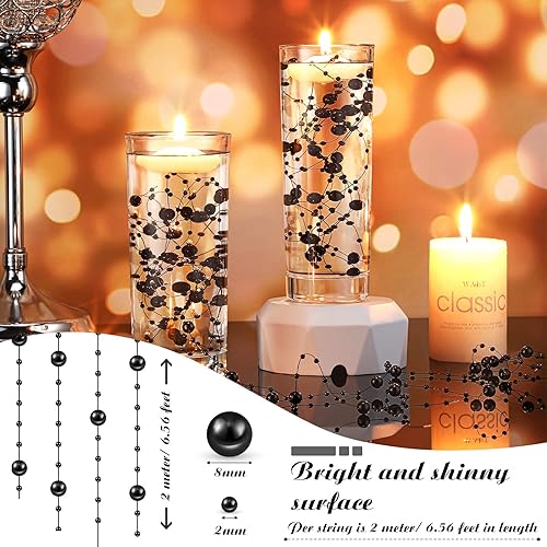 Miniatura 16 de Hicarer Cadena de perlas de 157 pies con 24 cuerdas para velas flotantes, perlas de imitación como relleno de jarrón, ideal para bodas, fiestas